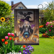 Welcome Halloween Witch Garden Flag, Anime Witch Garden Decor, Halloween Party Decoration