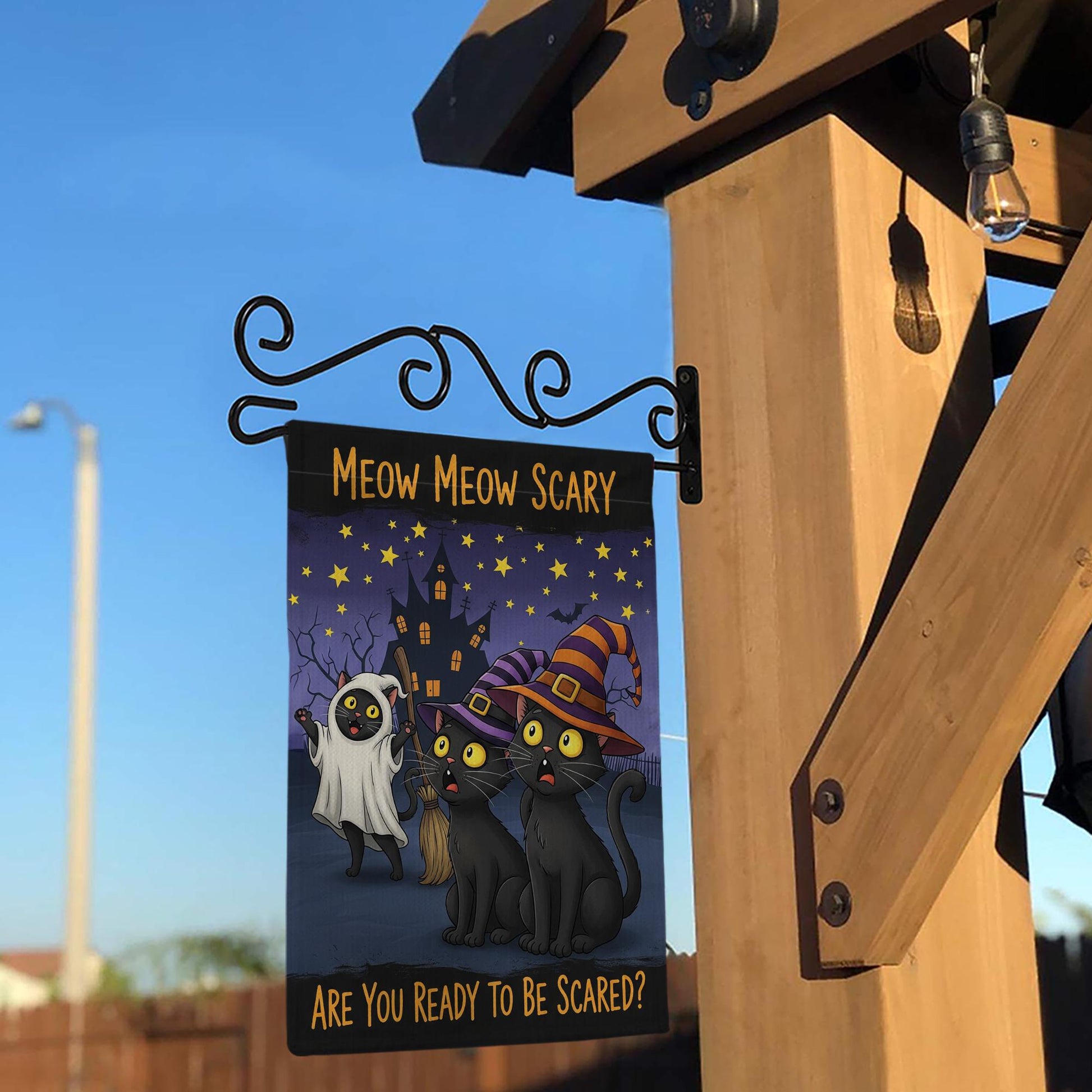Meow Meow Scary Cats Halloween Garden Flag, Funny Black Cat Spooky Decor, Fall Outdoor Decoration