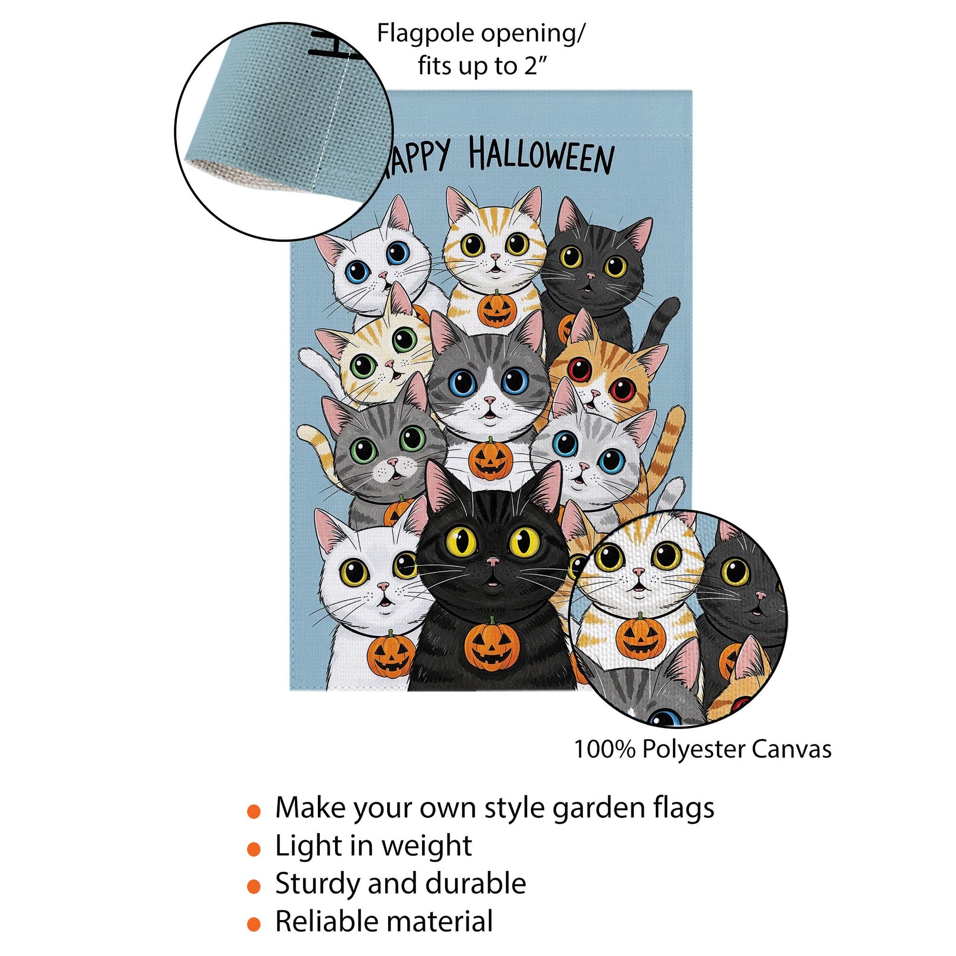 Happy Halloween Cats Garden Flag, Cute Black Cat Pumpkin Decor, Fall Outdoor Decoration