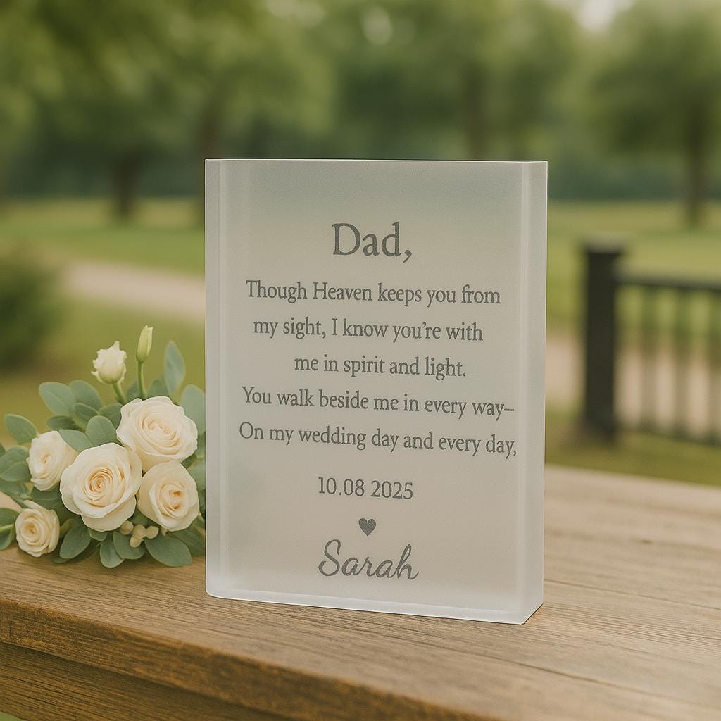 Wedding Memorial Book Vase, Dad in Heaven Gift, Personalized Acrylic Flower Holder, In Memory of Dad Sign, Bride Remembrance , Reserved Vase
