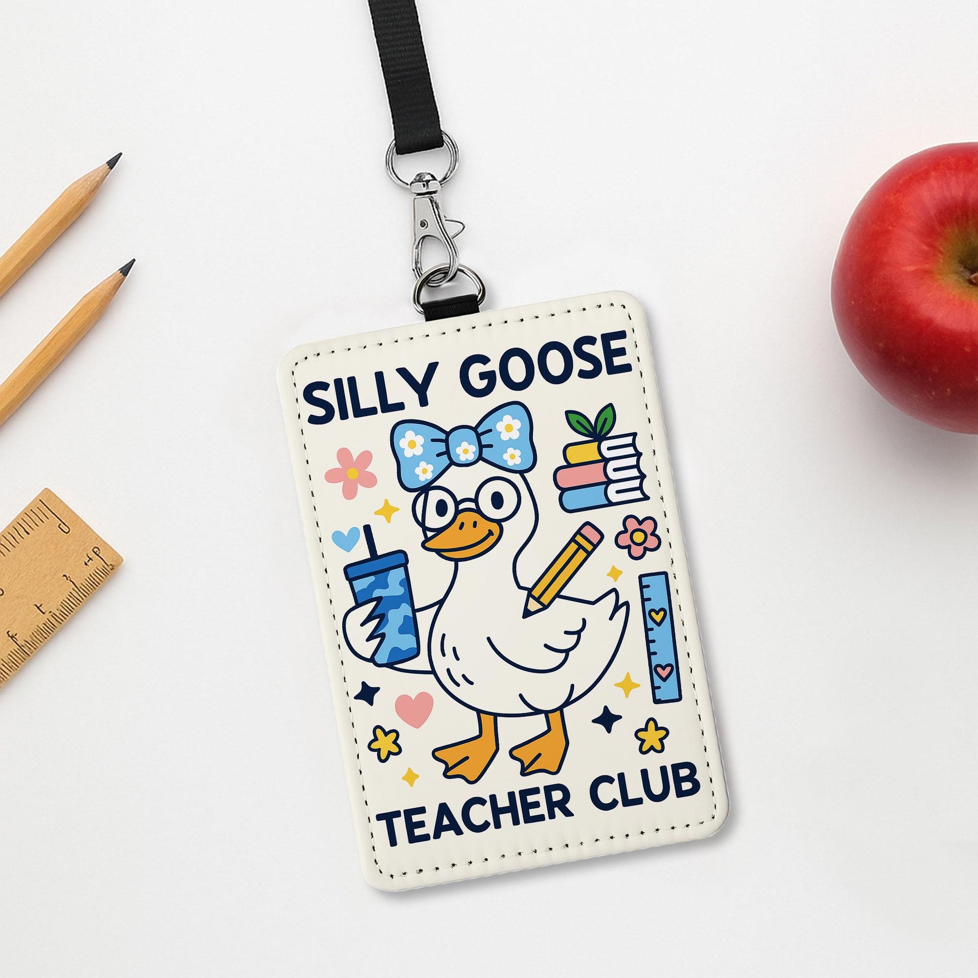 Silly Goose Teacher Club ID Badge Holder - Cute Goose Lanyard for Educators, Funny Teacher Gift, Classroom Accessories, Teacher Club