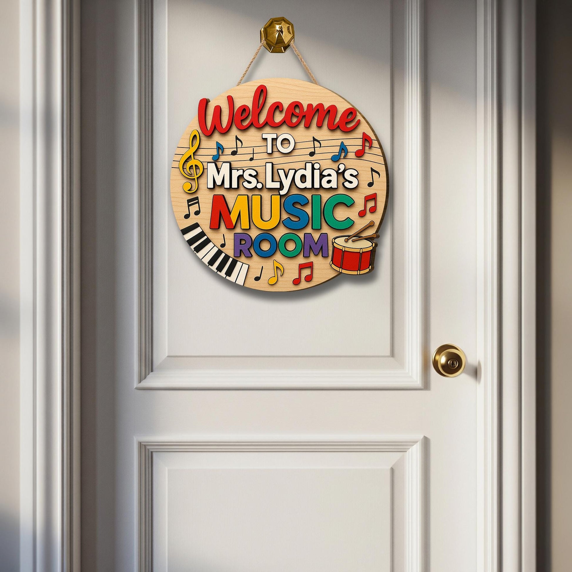 Welcome to Music Room Sign, 3D Wooden Teacher Door Hanger, Custom Classroom Decor, Music Teacher Gift, Piano Drum Note Wall Art