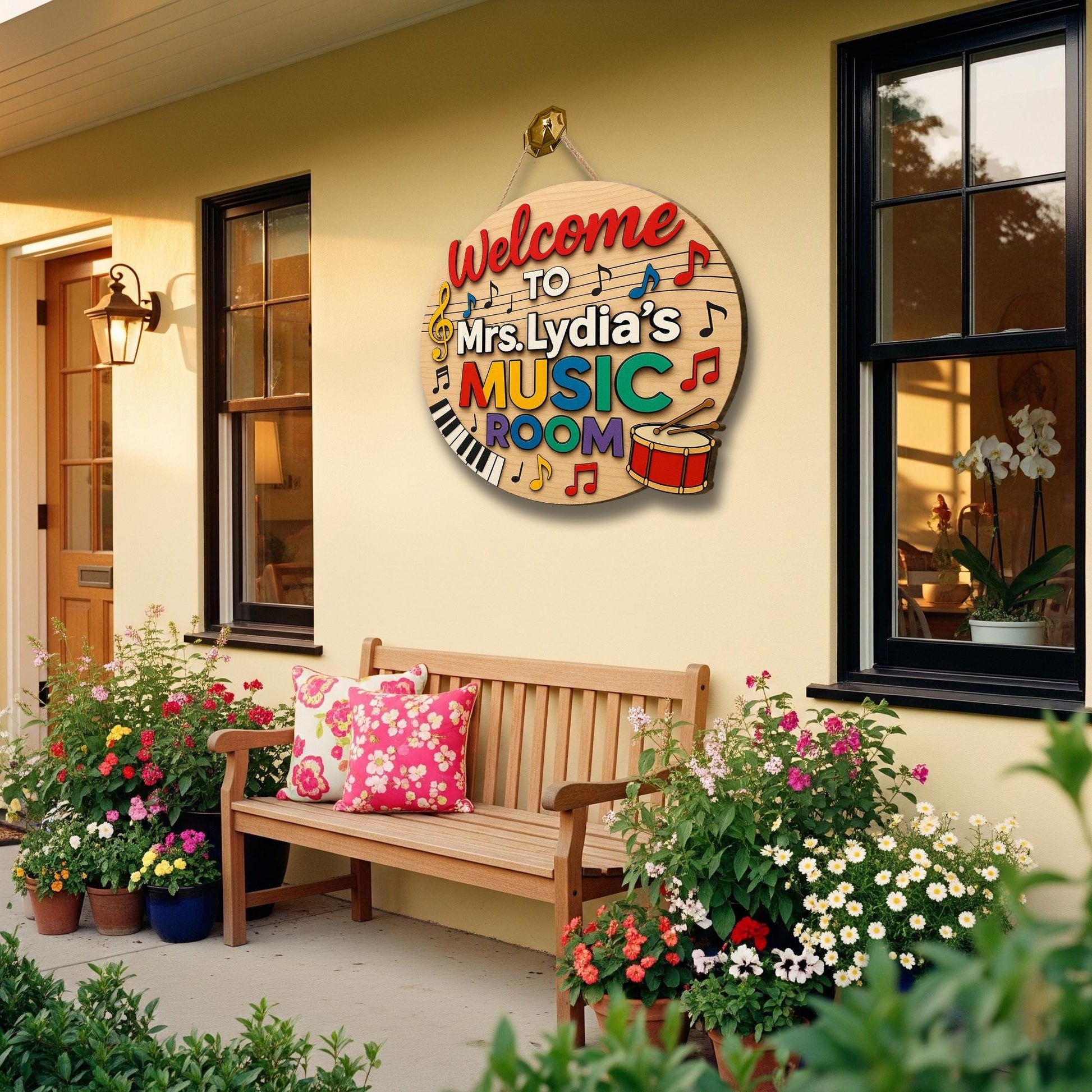 Welcome to Music Room Sign, 3D Wooden Teacher Door Hanger, Custom Classroom Decor, Music Teacher Gift, Piano Drum Note Wall Art