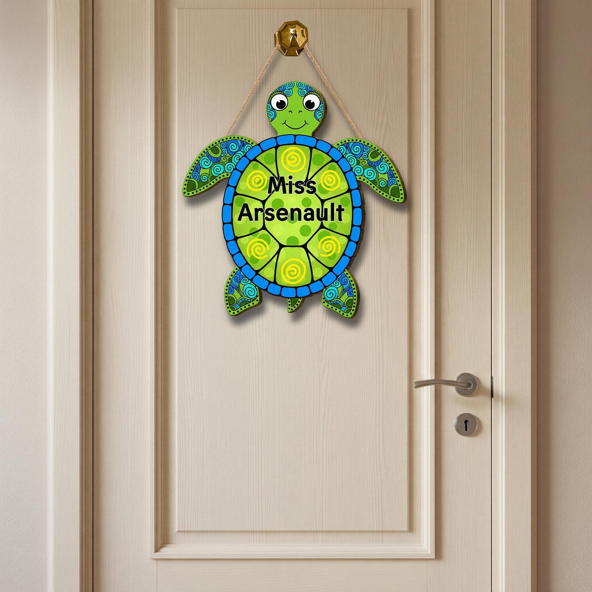Personalized Turtle Classroom Door Sign – Custom Teacher Name Decor, Ocean Theme Teacher Gift, Back to School Door Hanger, Ocean Animal Sign