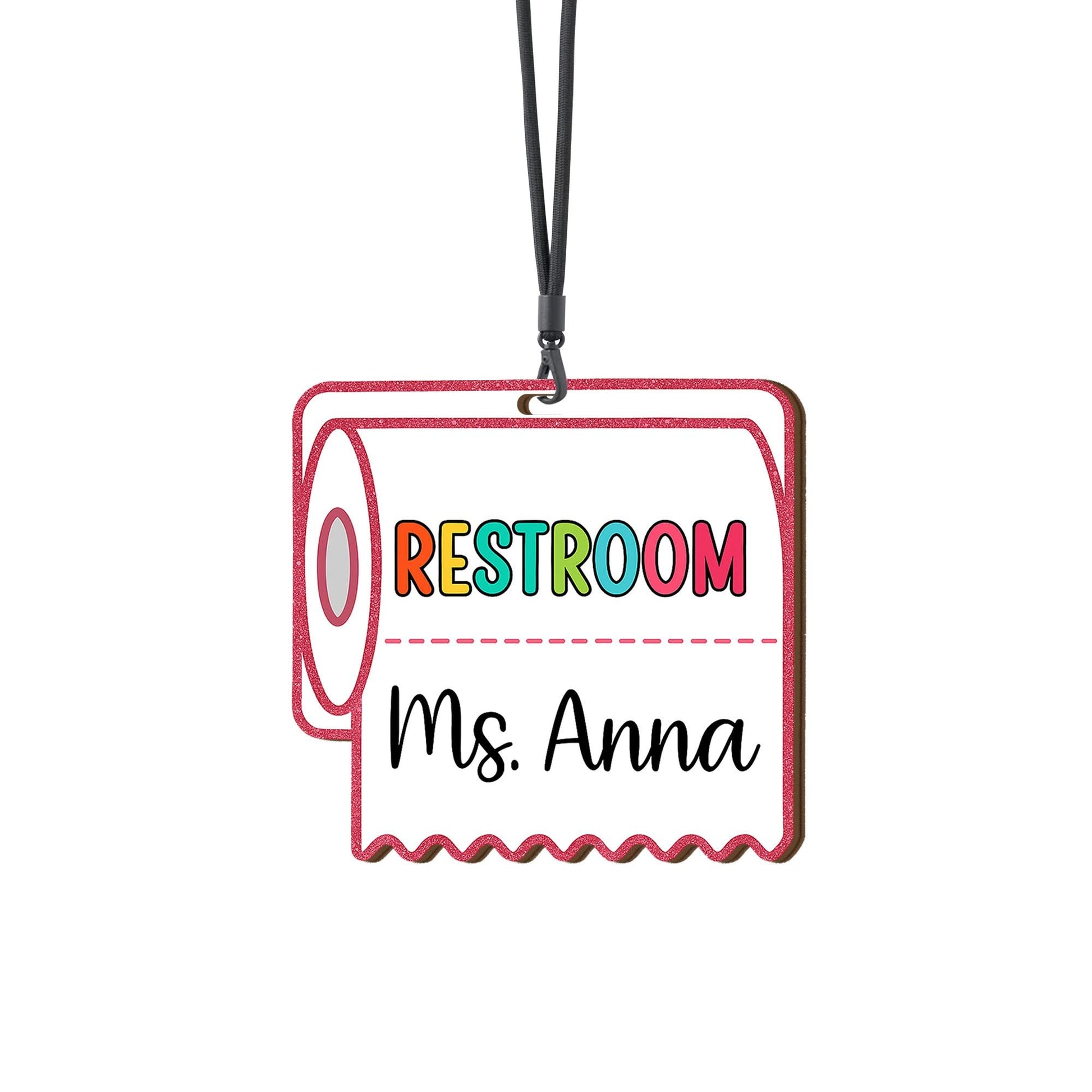 Funny Restroom Hall Pass Lanyard – Personalized Teacher Bathroom Pass, Rainbow Toilet Paper Tag, Classroom Management Tool, Rainbow Tag