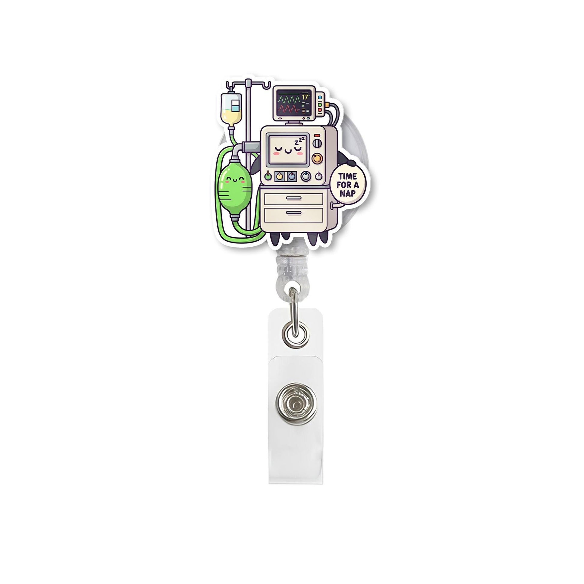Funny ICU Badge Reel, Kawaii Nurse ID Holder, Cute Medical Badge Clip, Retractable Badge for RN, Respiratory, Anesthesia, Techs