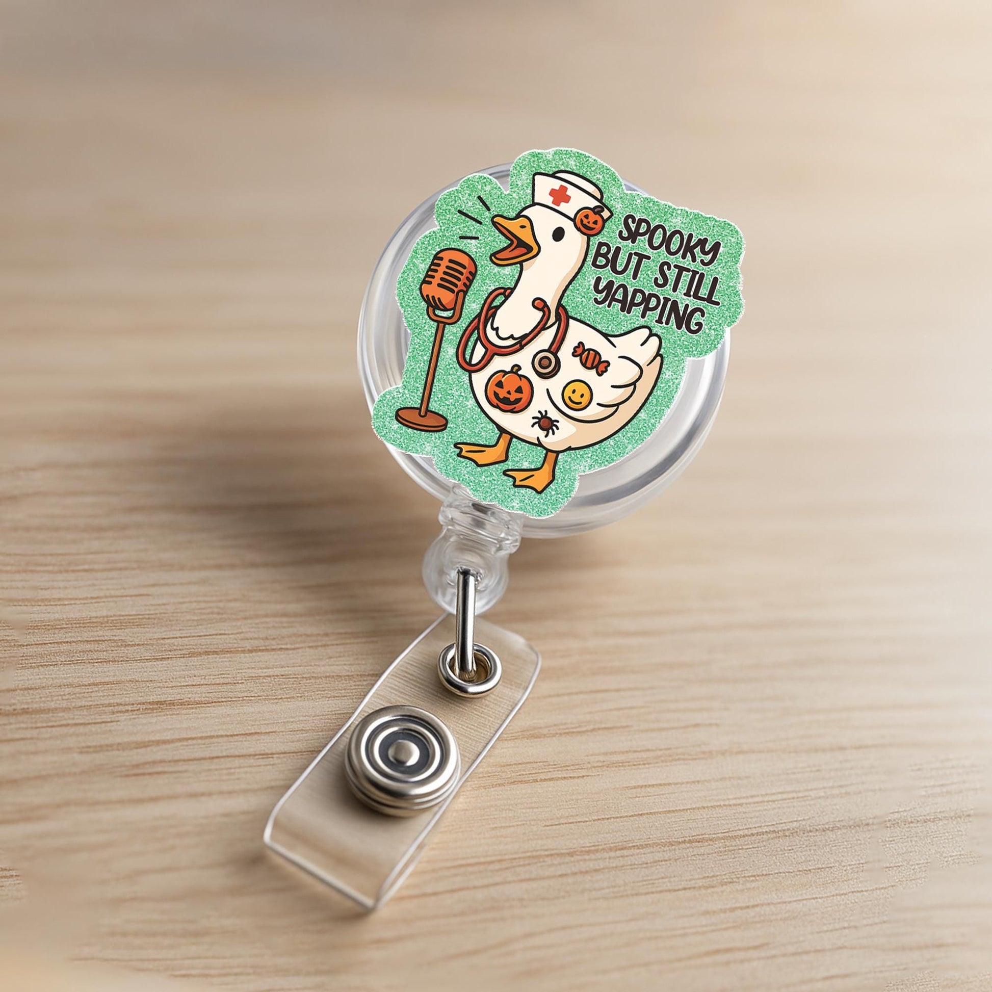 Funny Nurse Halloween Badge Clip, Spooky Duck ID Holder, Cute Medical Badge Accessory, Fall Gift for Healthcare Workers or Nurses