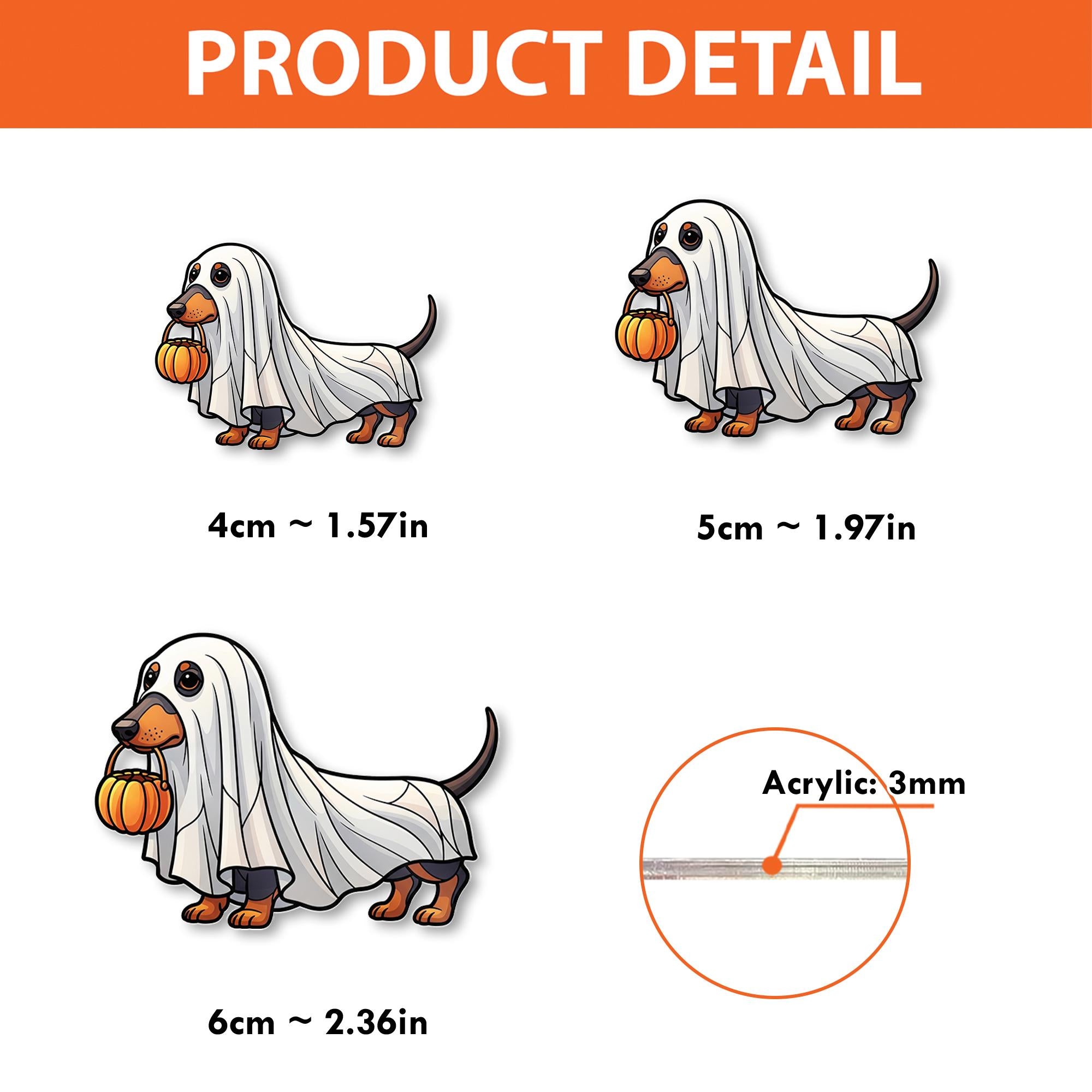 Halloween Dachshund Ghost Badge Reel – Cute Dog ID Holder for Nurses, Vets, Teachers & Dog Lovers, Retractable Fall Accessory