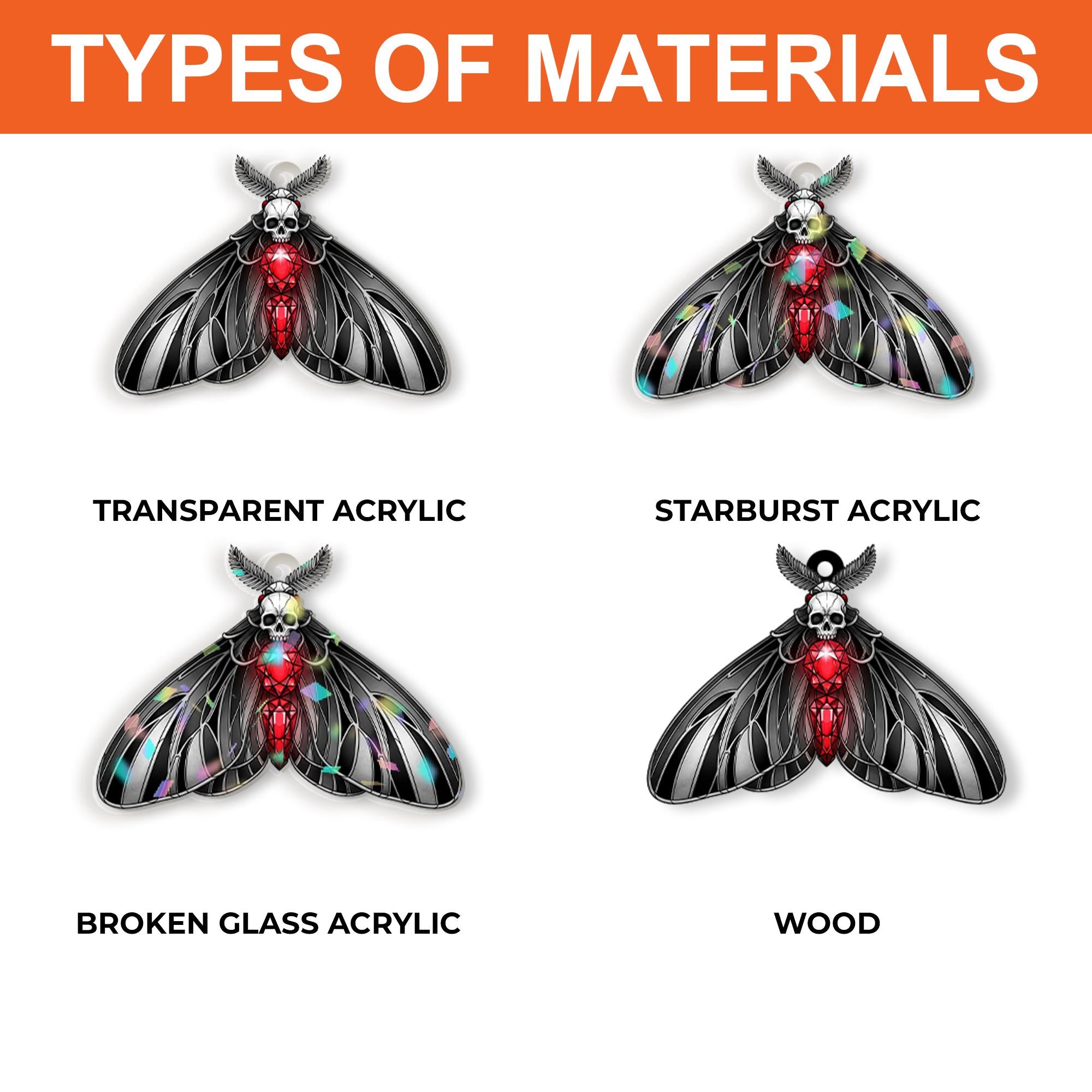 Gothic Moth Skull Earrings – Dark Aesthetic Jewelry – Creepy Cute Bug Earrings – Black Red Insect Earrings – Spooky Acrylic Dangles