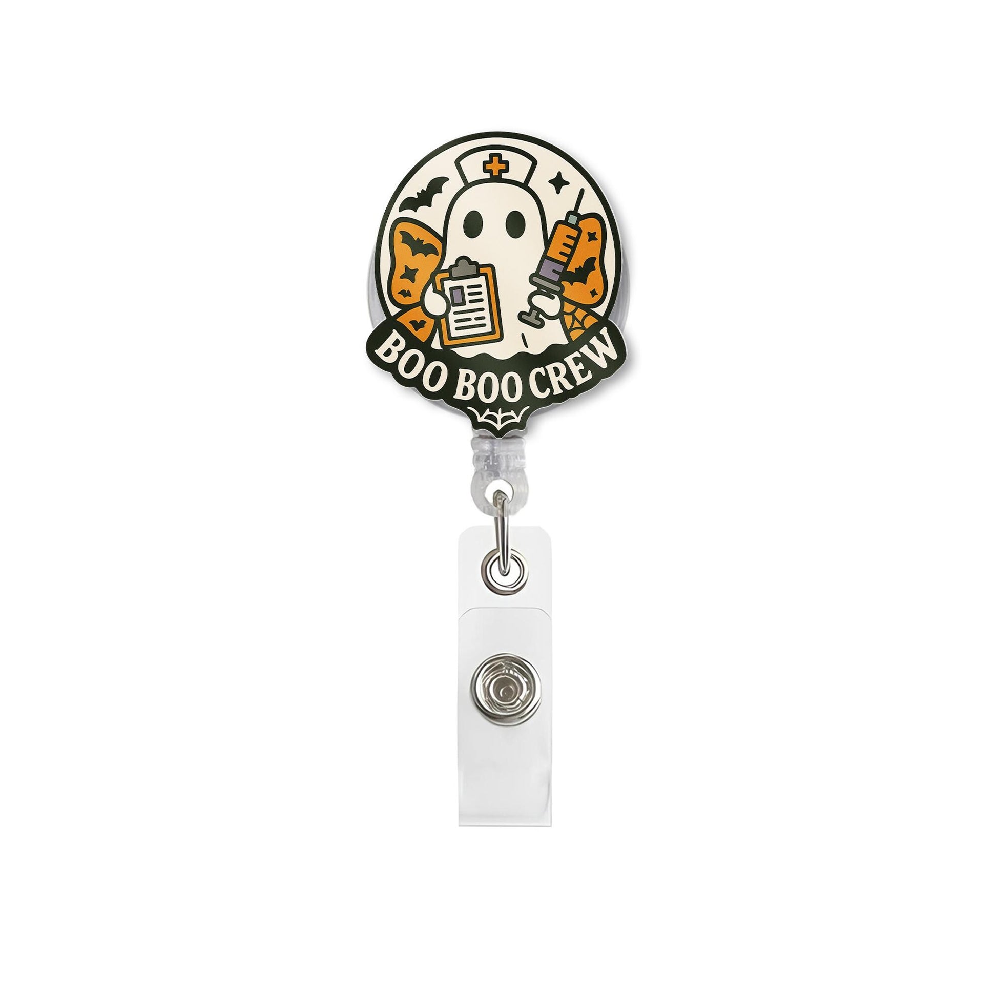 Boo Boo Crew Badge Reel, Ghost Nurse ID Holder, Halloween RN Clip, Cute Medical Badge, Spooky Hospital Accessory, Nurse Gift Idea