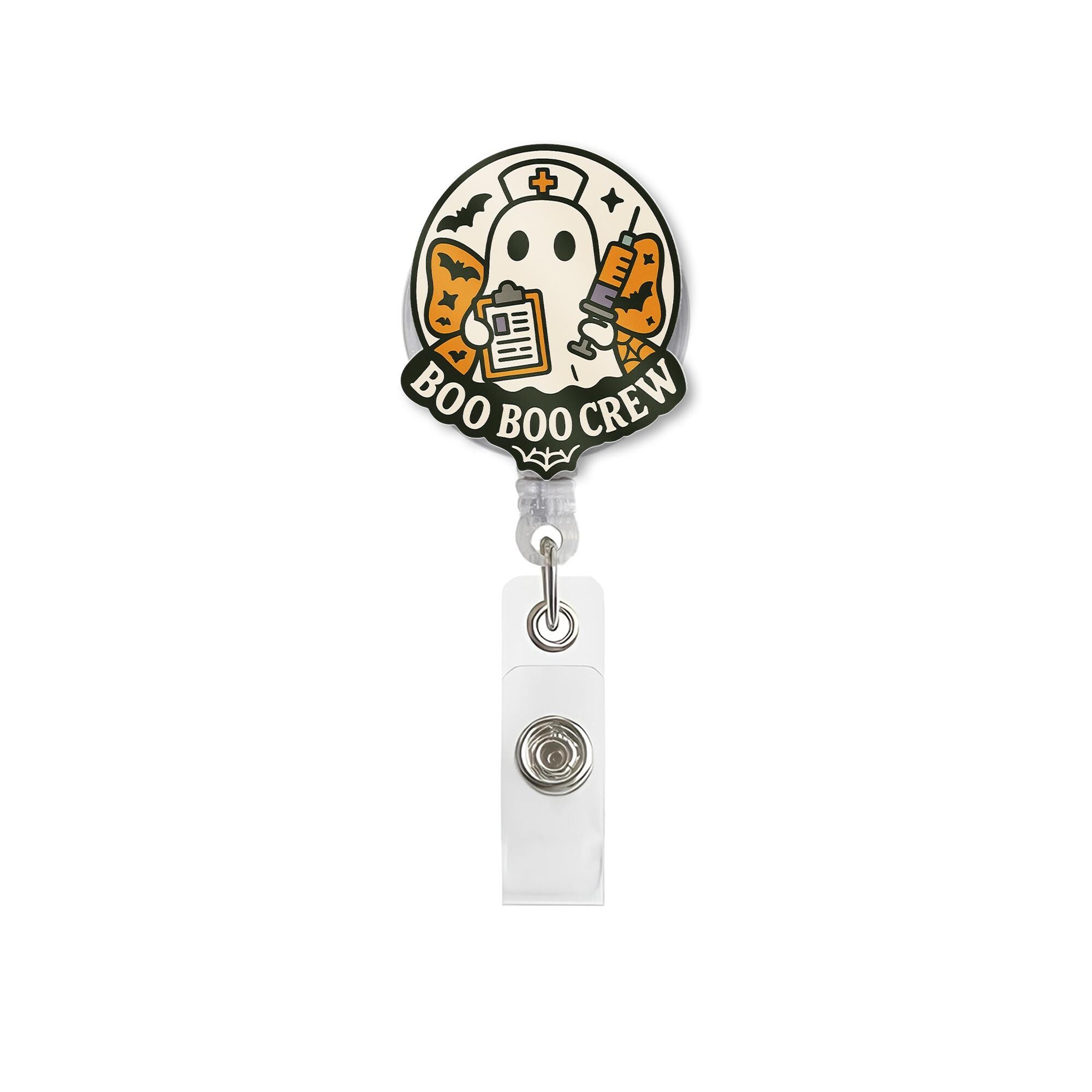 Boo Boo Crew Badge Reel, Ghost Nurse ID Holder, Halloween RN Clip, Cute Medical Badge, Spooky Hospital Accessory, Nurse Gift Idea