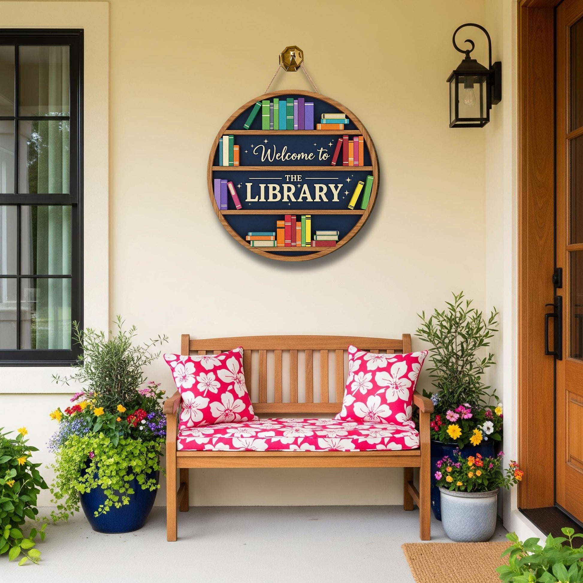 Welcome to the Library Door Sign – Book Shelf Wall Decor for School, Classroom, Public Library or Reading Nook, Classroom Library Sign