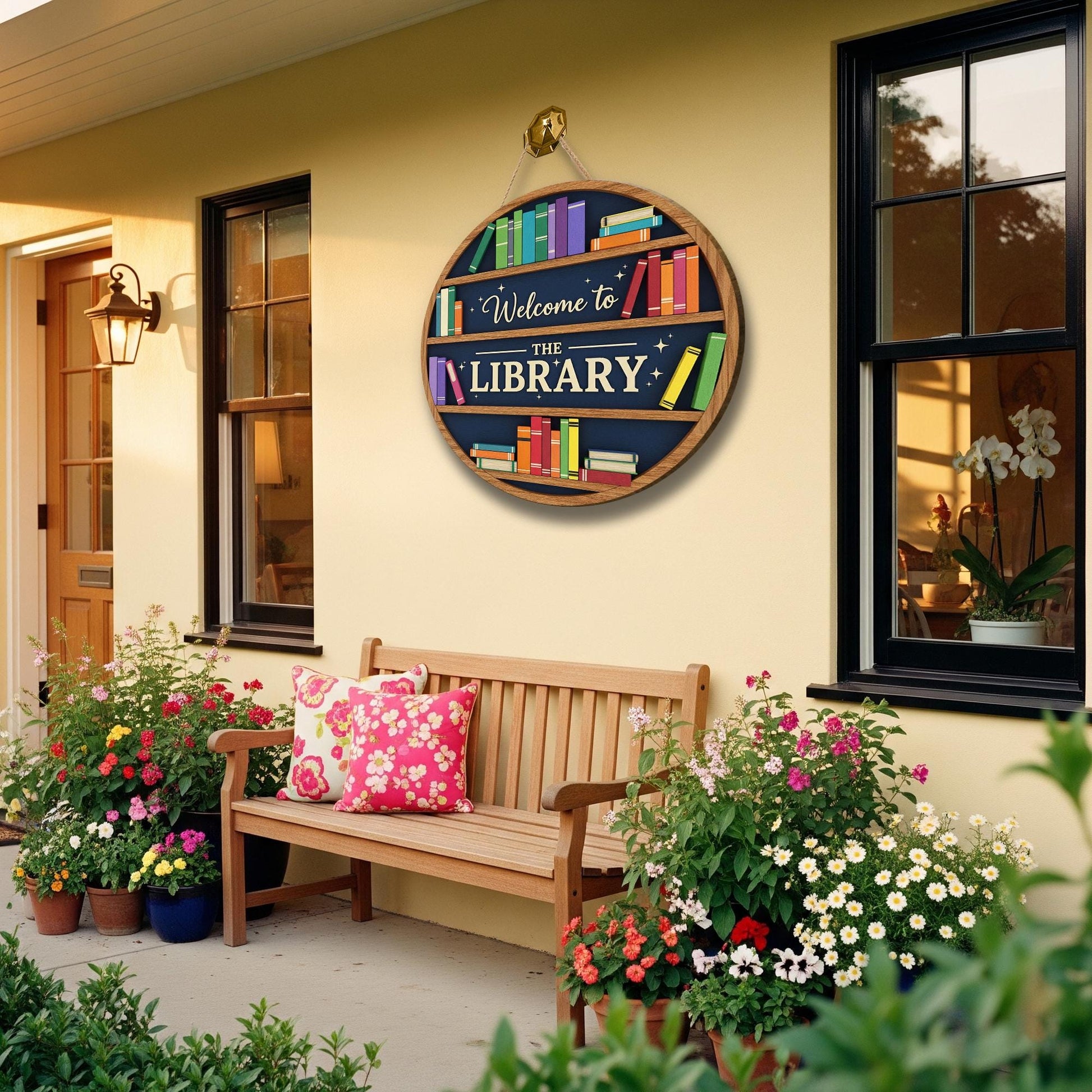 Welcome to the Library Door Sign – Book Shelf Wall Decor for School, Classroom, Public Library or Reading Nook, Classroom Library Sign