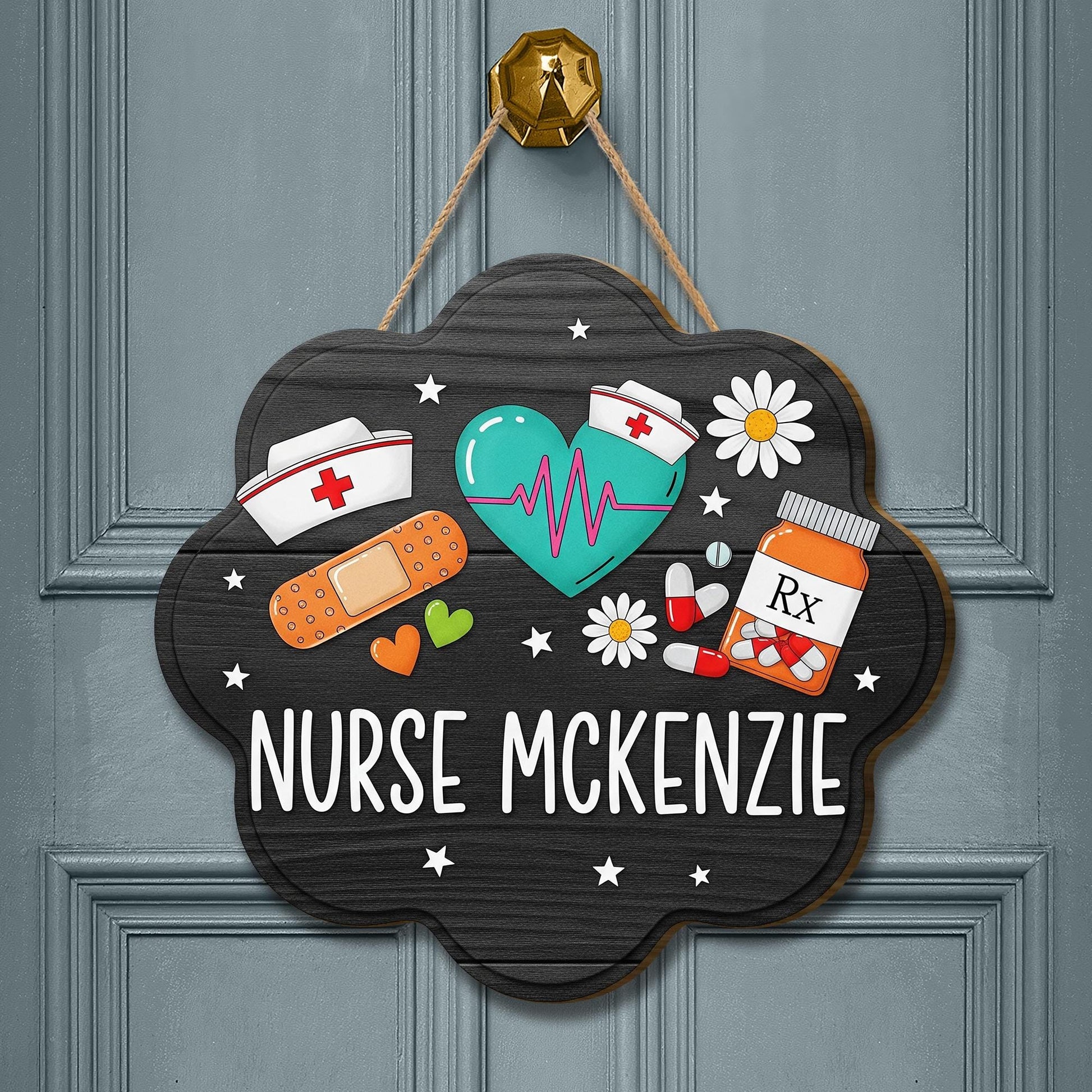 Personalized Nurse Door Sign – Custom Hanging Plaque with Medical Icons, Nurse Name Decor for Clinic, Office, or School Health Room, Nurse
