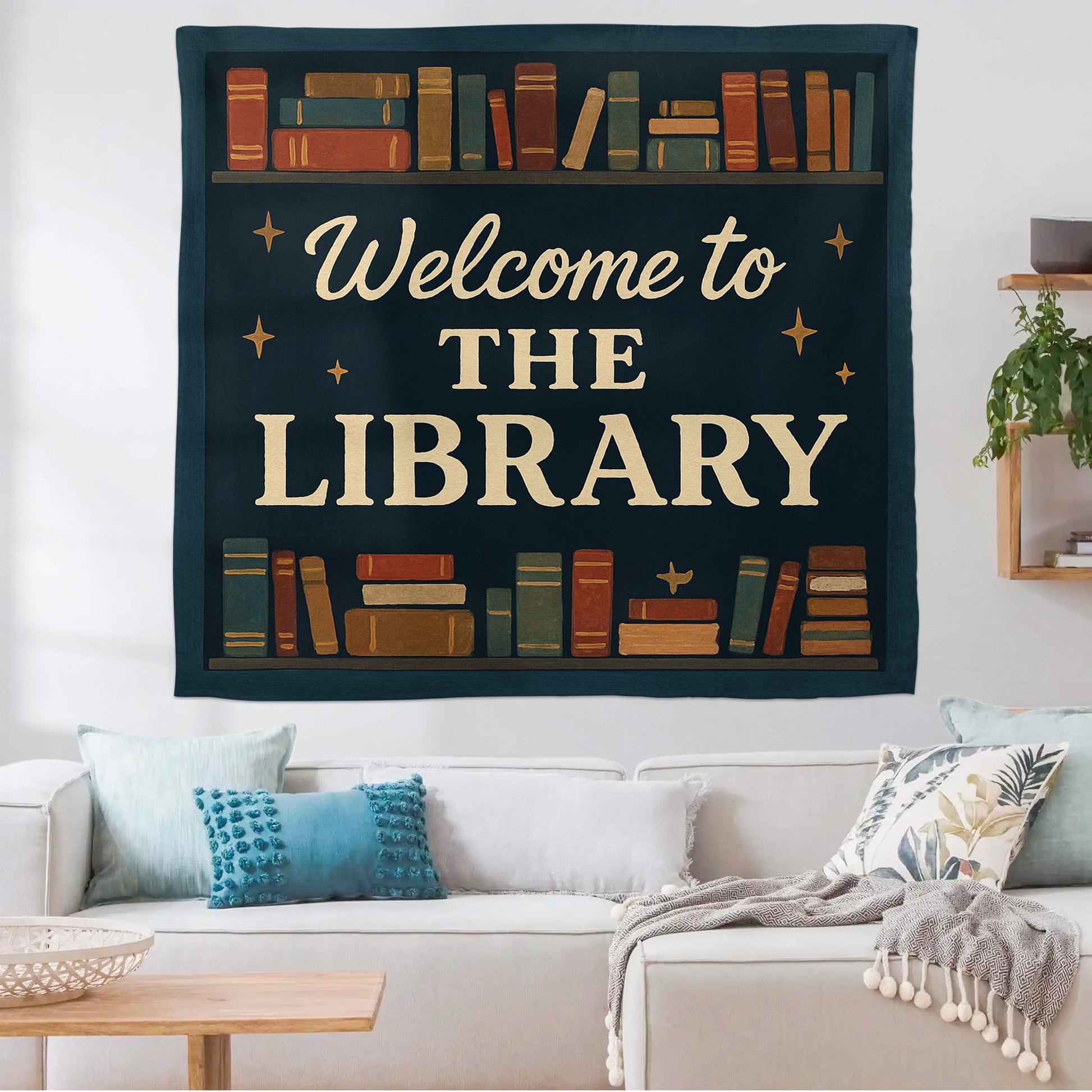 Welcome to the Library Tapestry, Classroom Wall Decor for Teachers, Reading Corner Banner, Colorful School Library Sign, Reading Classroom