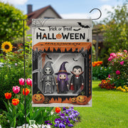 Trick or Treat Halloween Garden Flag, Spooky Yard Decor, Skeleton Witch Vampire Sign, Outdoor Fall Decoration, Festive Welcome Flag