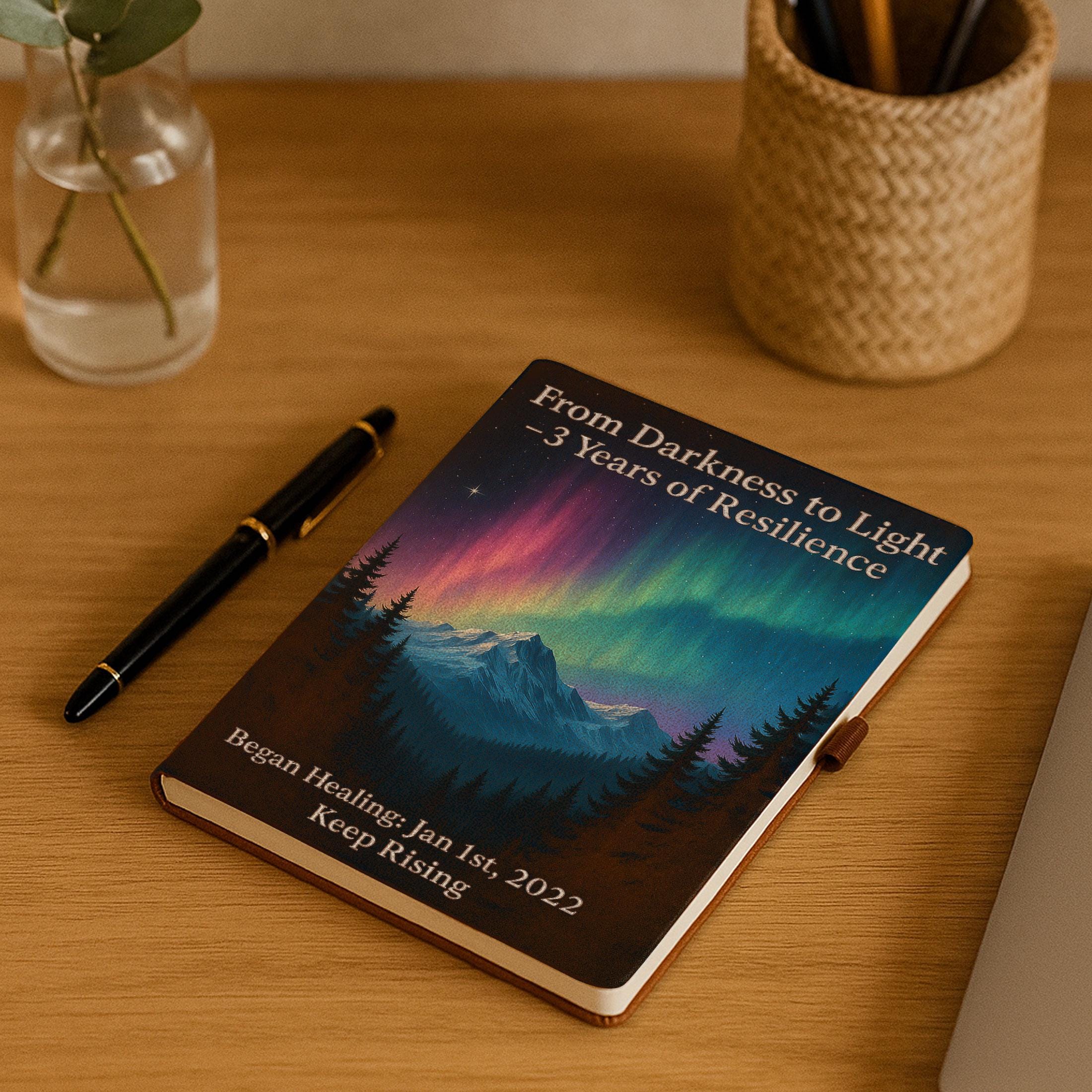 Aurora Sobriety Journal | Custom Recovery Notebook Gift | 3 Years Sober Anniversary | Mental Health Healing Keepsake | Sober Birthday Token