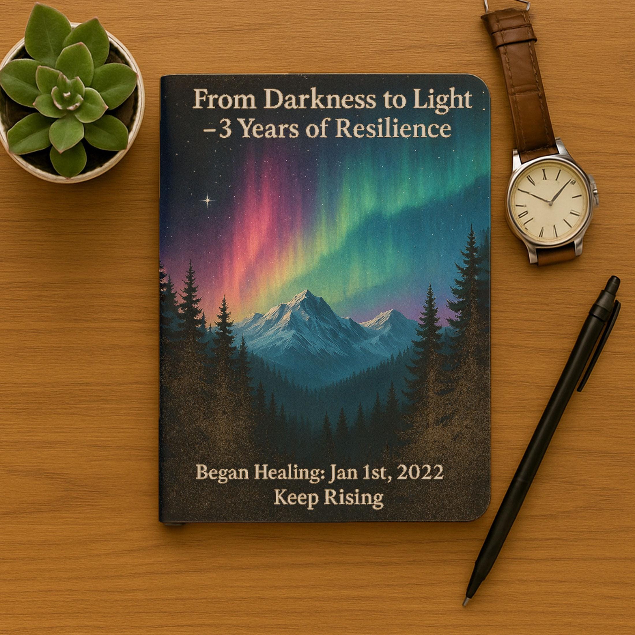 Aurora Sobriety Journal | Custom Recovery Notebook Gift | 3 Years Sober Anniversary | Mental Health Healing Keepsake | Sober Birthday Token