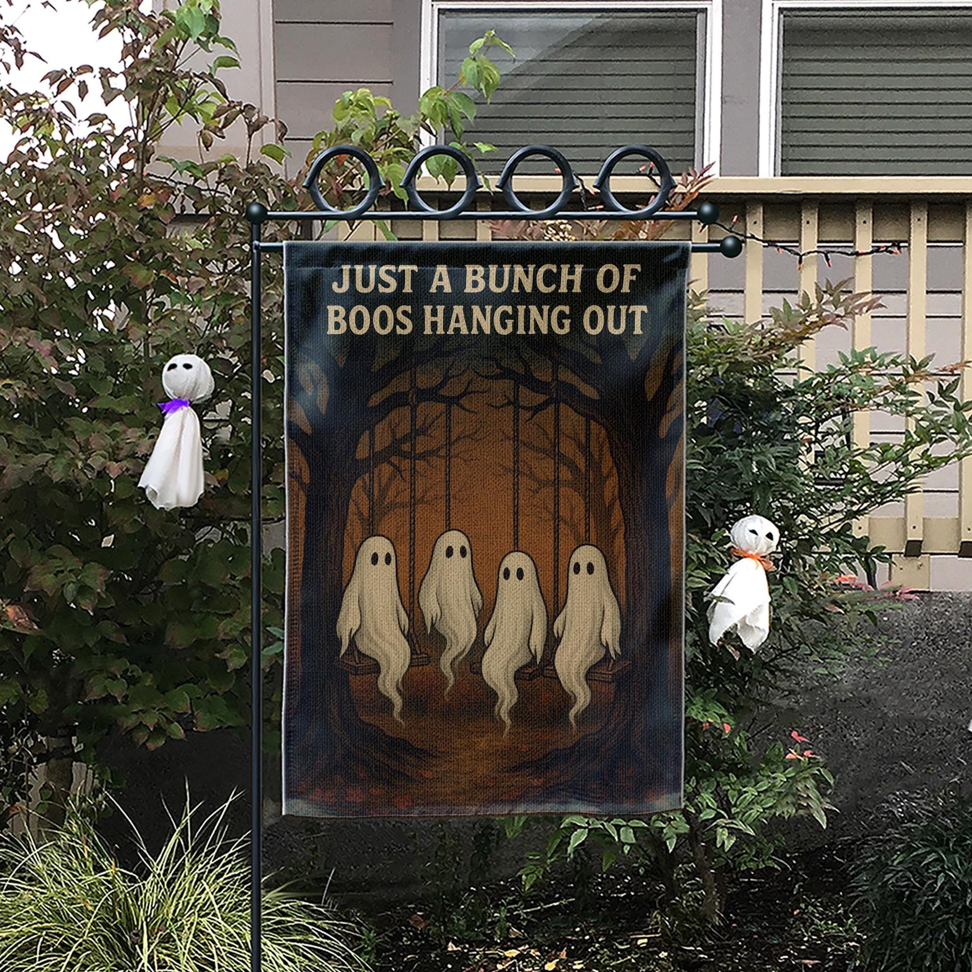 Just a Bunch of Boos Garden Flag, Funny Halloween Ghost Yard Sign, Spooky Swing Decor, Fall Outdoor Decoration, Haunted Lawn Flag