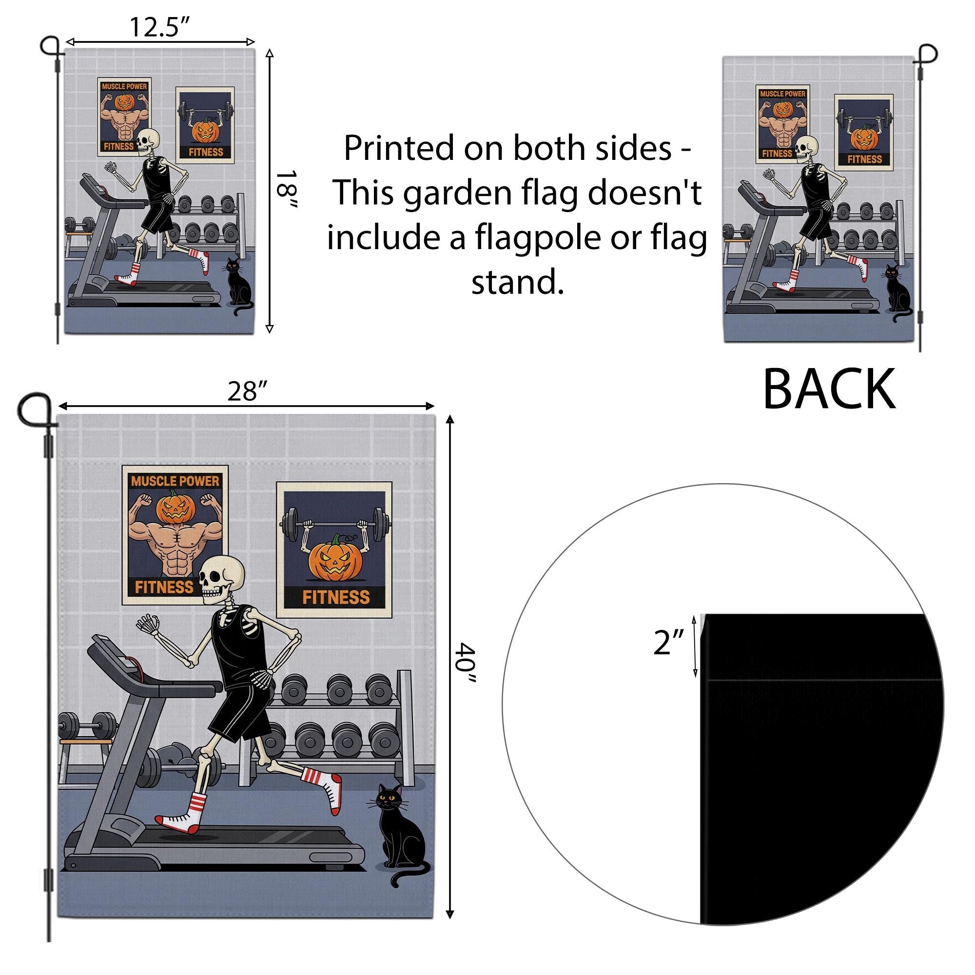 Halloween Fitness Garden Flag, Skeleton Gym Workout Decor, Funny Pumpkin Bodybuilding Sign, Spooky Outdoor Yard Art, Unique Gift