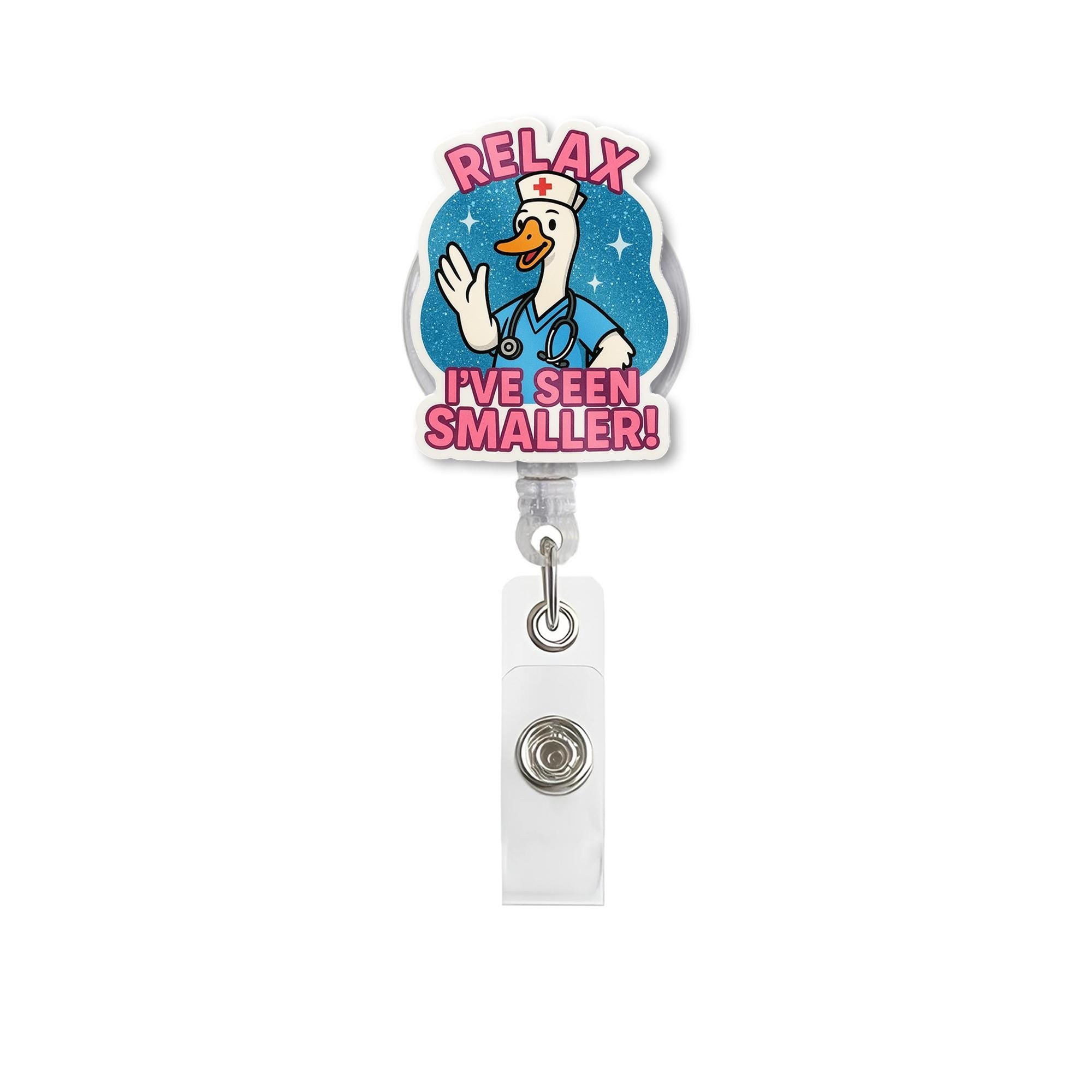 Funny Nurse Badge Reel, Goose ID Holder for Medical Staff, Retractable Badge Clip, RN Humor Gift, Hospital Accessory, Gag Gift Idea