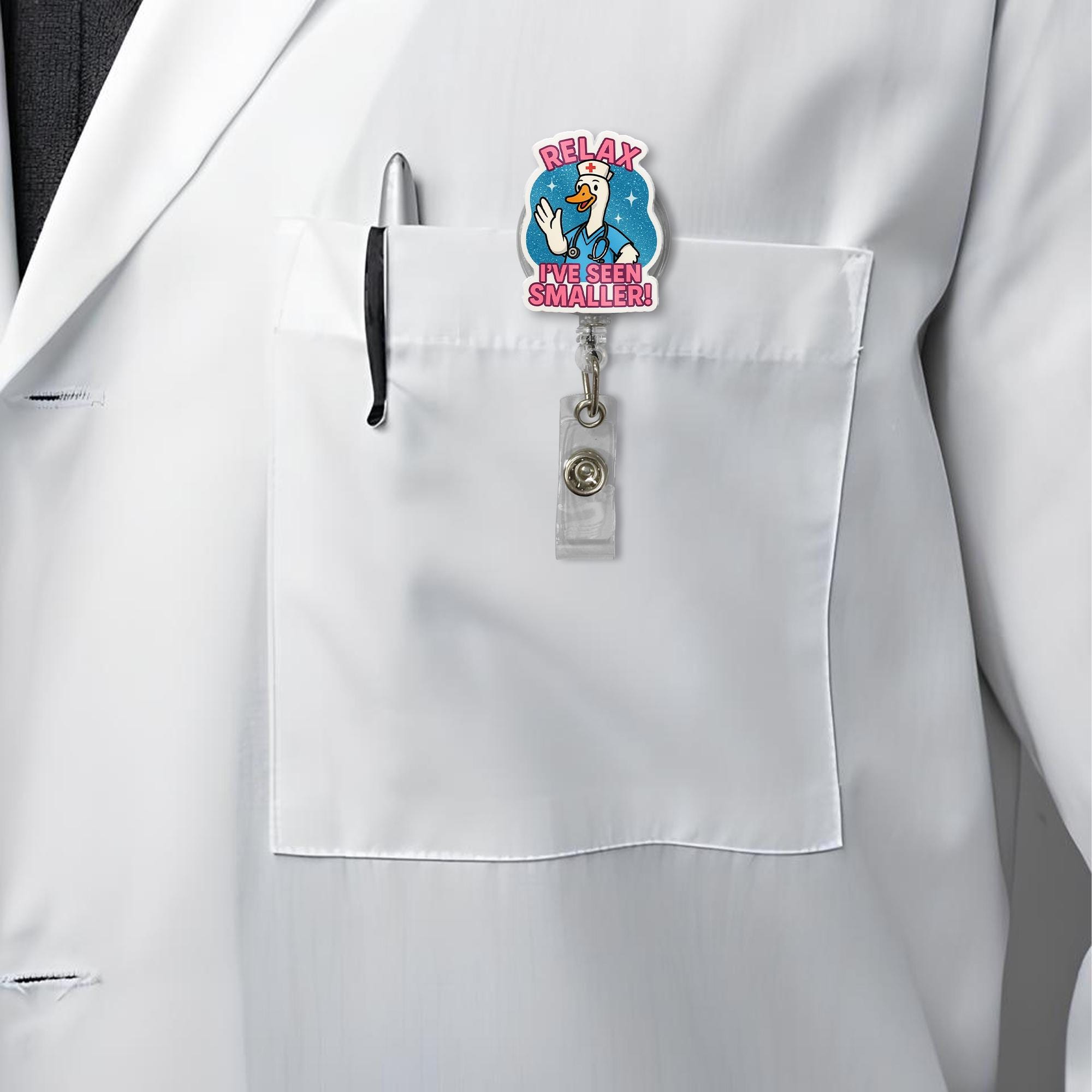 Funny Nurse Badge Reel, Goose ID Holder for Medical Staff, Retractable Badge Clip, RN Humor Gift, Hospital Accessory, Gag Gift Idea