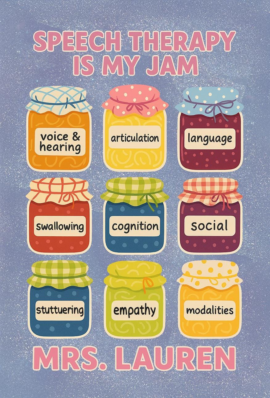 Speech Therapy Badge Holder, Funny SLP ID Tag, Custom Name Lanyard for Therapists, Speech Is My Jam Gift, SLP Classroom Accessory