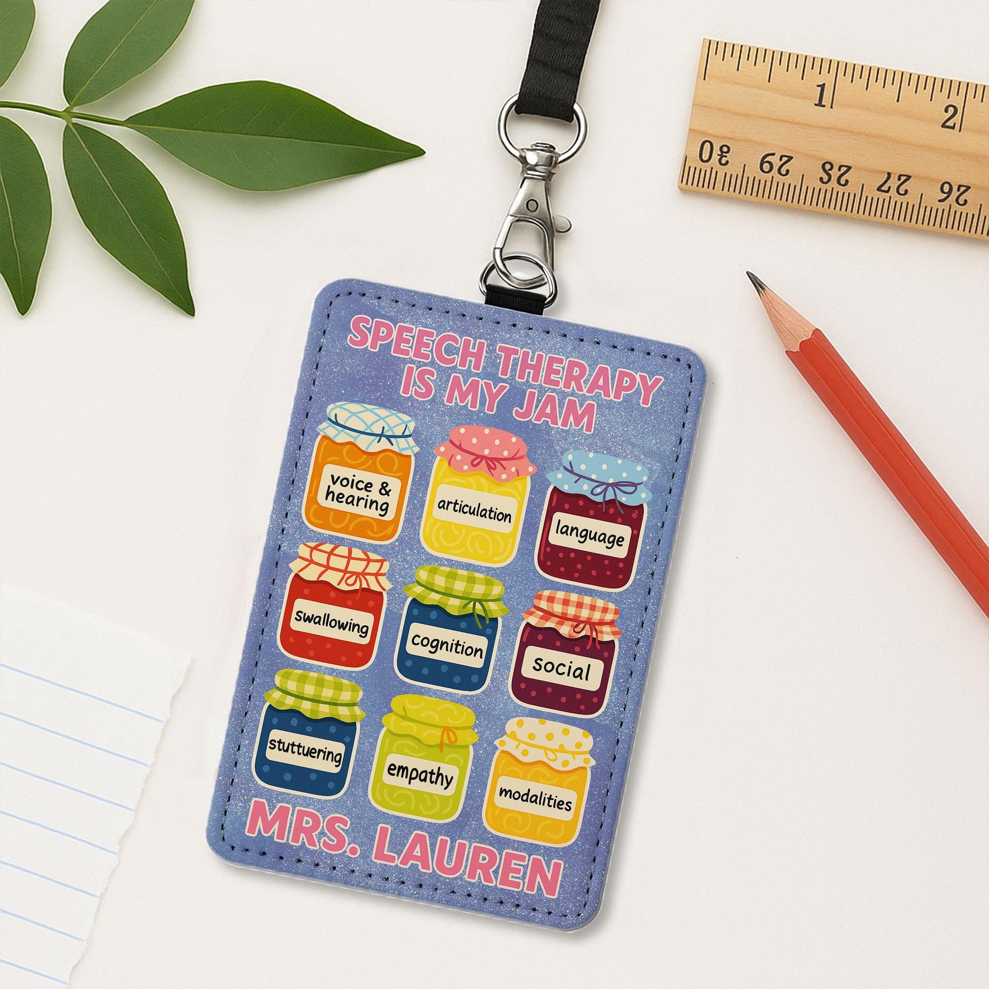 Speech Therapy Badge Holder, Funny SLP ID Tag, Custom Name Lanyard for Therapists, Speech Is My Jam Gift, SLP Classroom Accessory