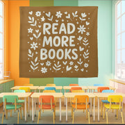 Read More Books Classroom Tapestry – Minimalist Floral Reading Poster for Library, Homeschool, or Teacher Wall Decor, Reading Library Art