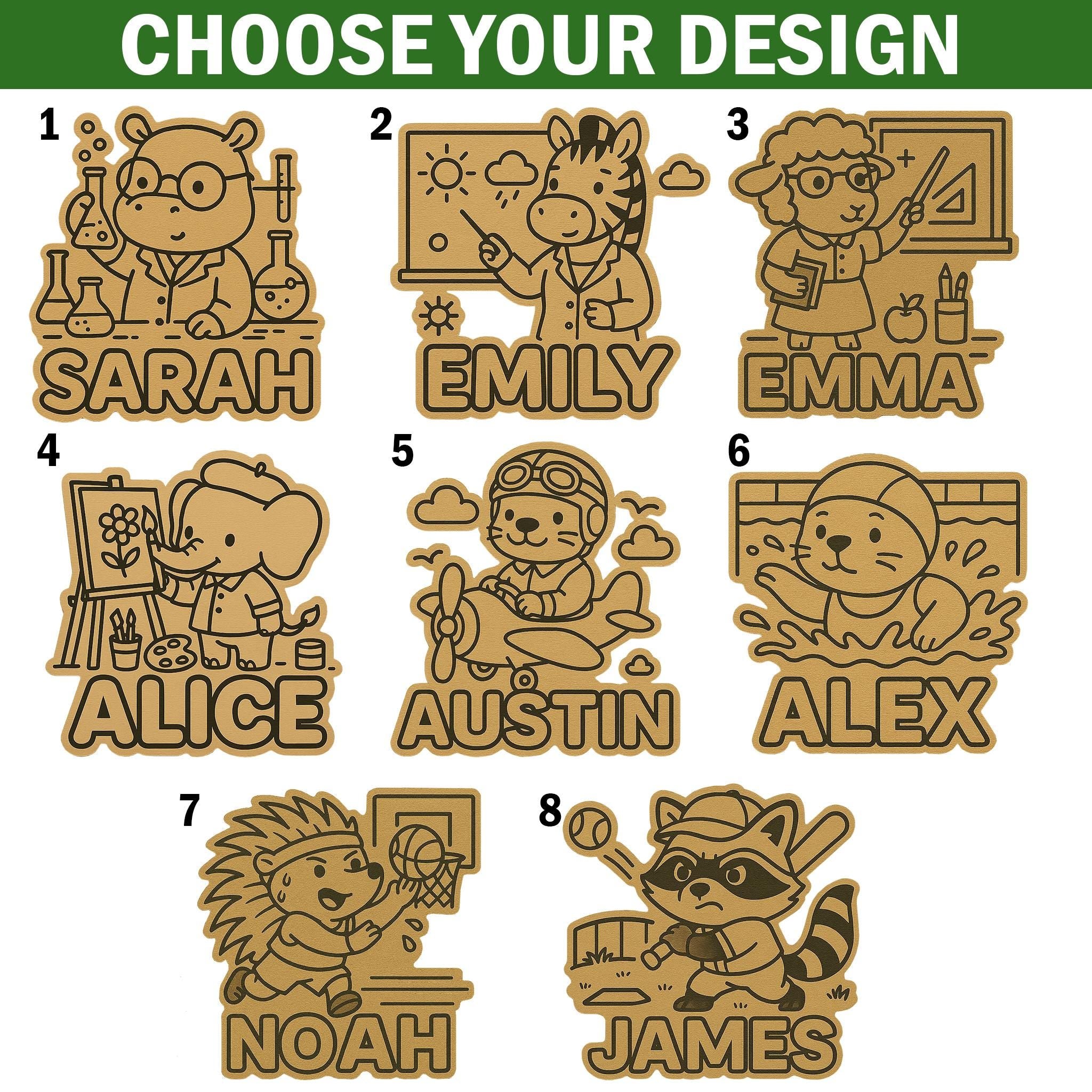 Personalized Wooden Sign Painting Kit for Kids - DIY Name Craft Animal Plaque - Custom Kid Room Decor Coloring Activity