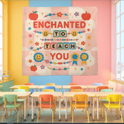 Enchanted to Teach You Tapestry, Cute Teacher Classroom Wall Decor, Colorful Preschool Banner, Back to School Teacher Gift