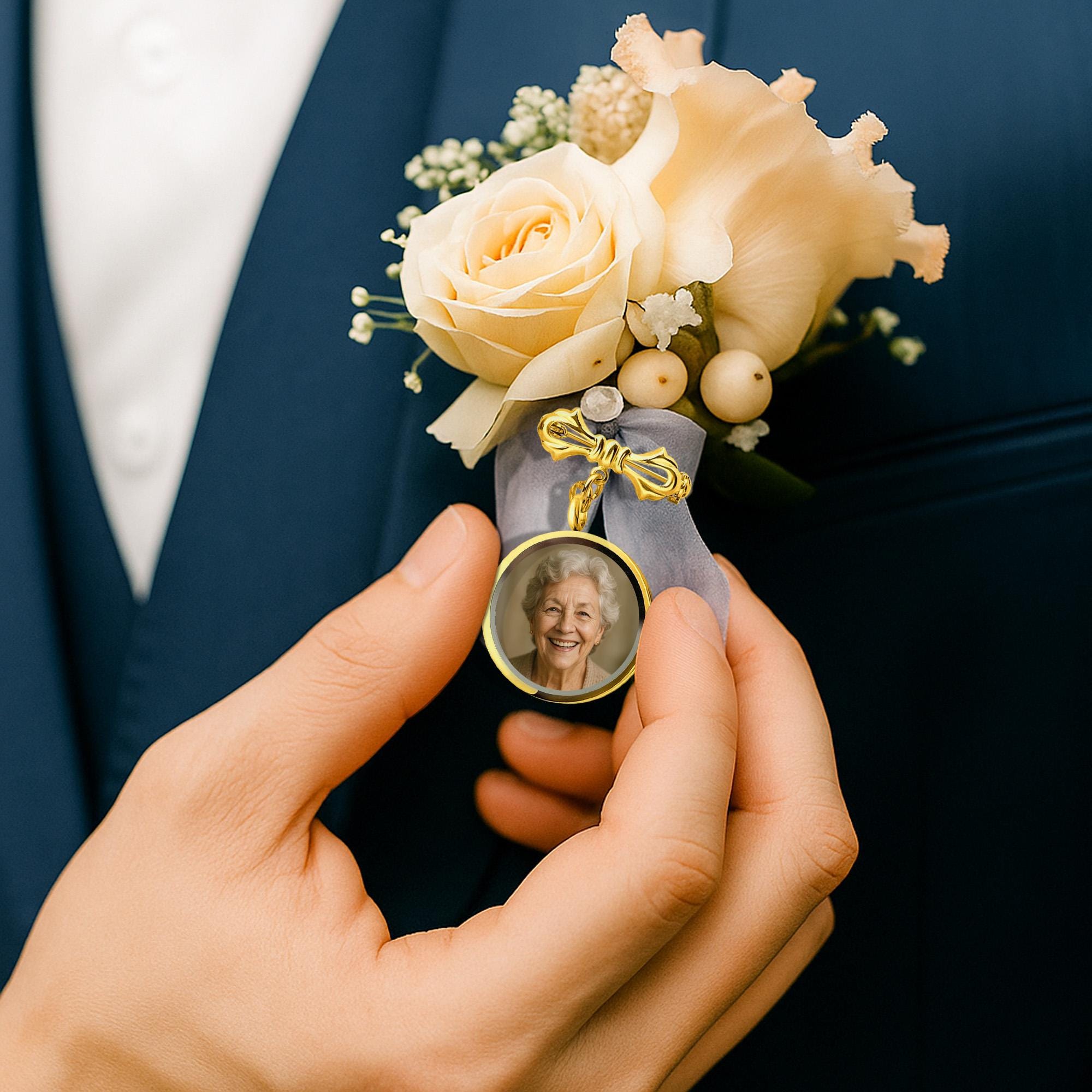 Custom Memorial Photo Lapel Pin - In Loving Memory Keepsake with Name & Dates, Funeral Remembrance Gift, Tribute Jewelry for Loss
