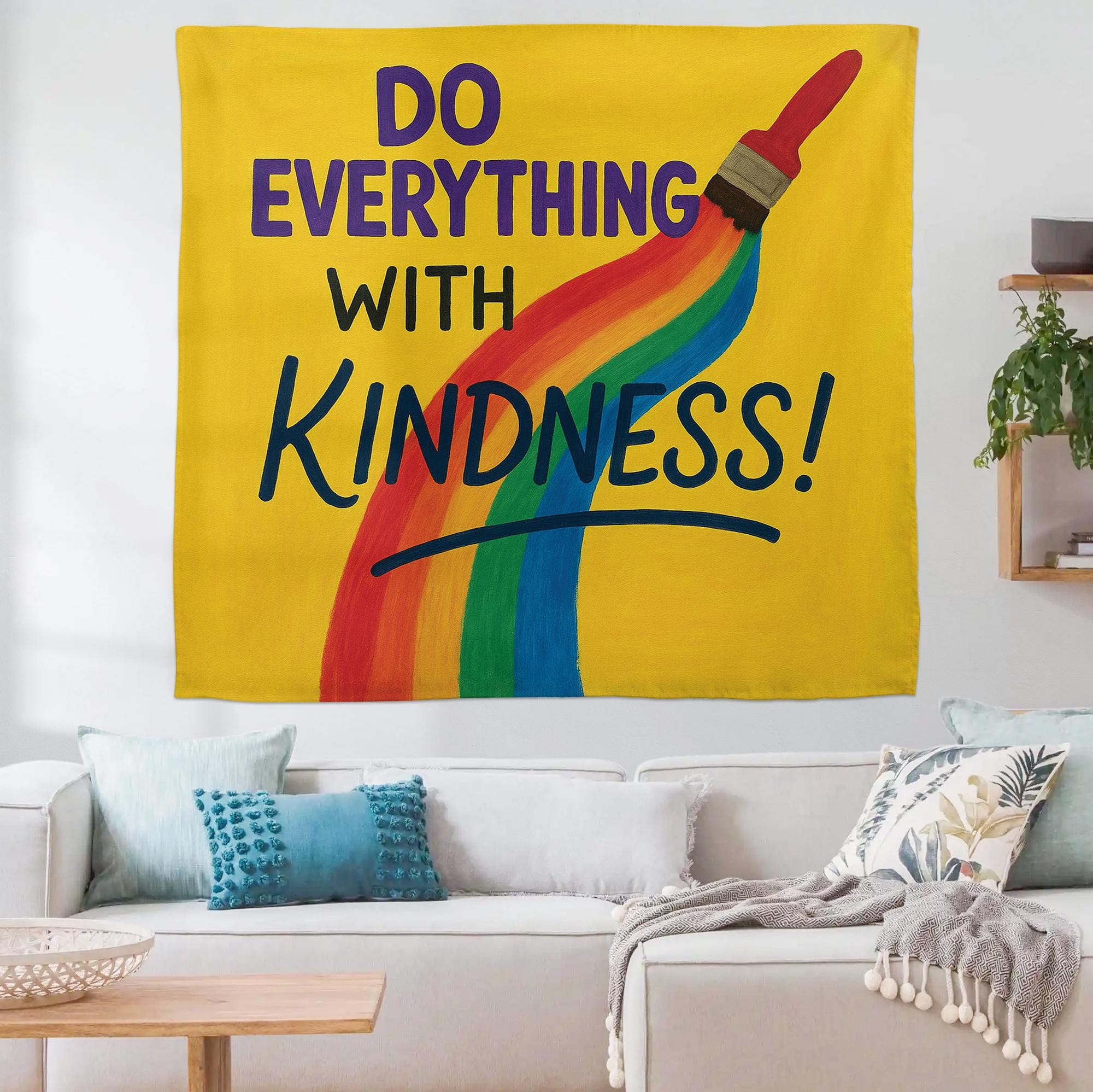 Do Everything With Kindness Tapestry, Rainbow Classroom Wall Decor, Positive Teacher Banner, Motivational School Sign