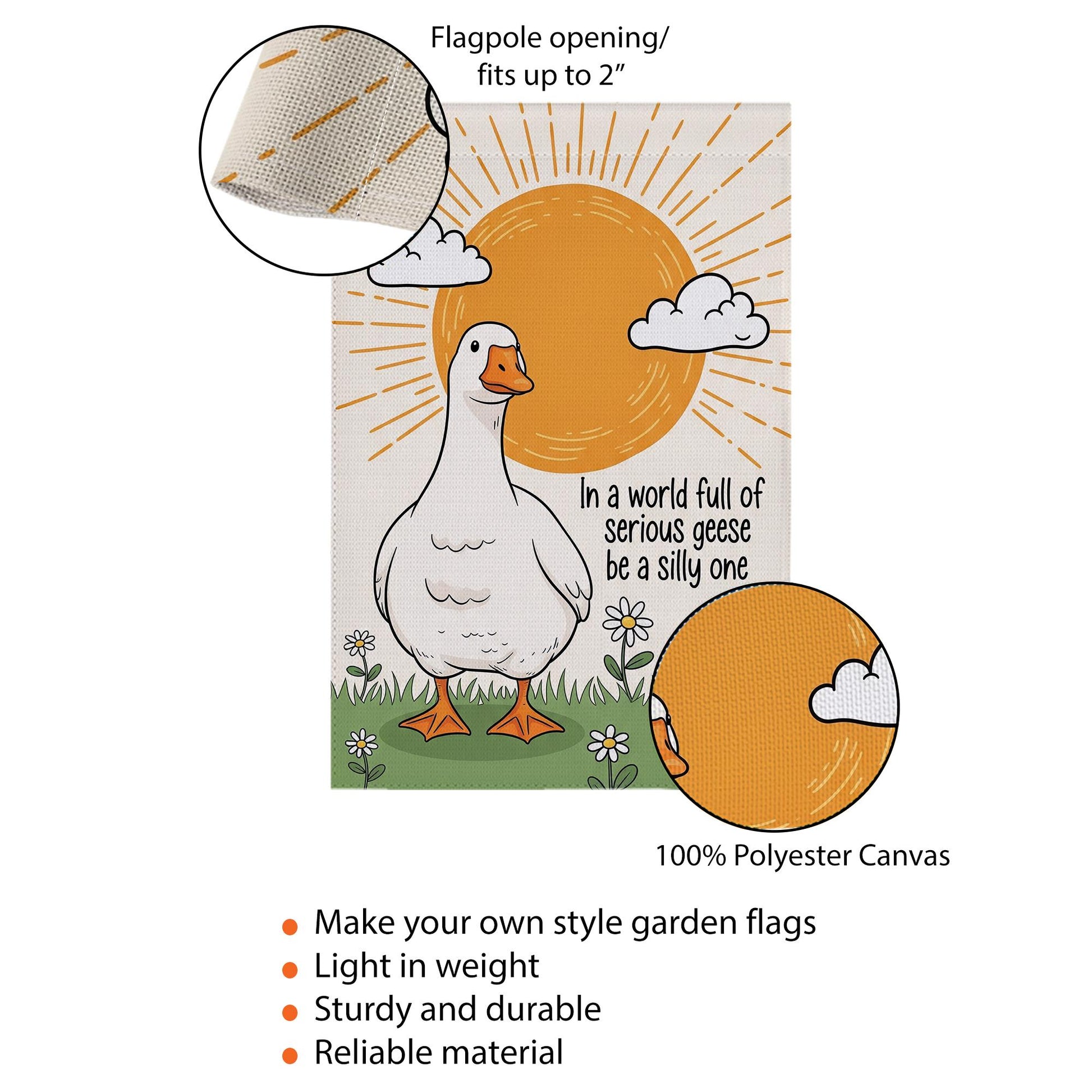Funny Goose Garden Flag – "Be a Silly One" Inspirational Animal Yard Decor, Whimsical Outdoor Banner for Spring and Summer Cheer