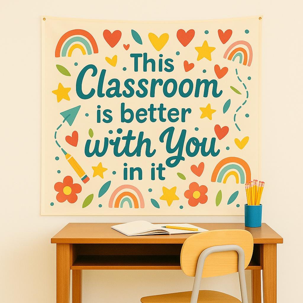 This Classroom is Better with You in It Banner | Teacher Wall Decor | Back to School | Inclusive Motivational Tapestry | Rainbow Classroom