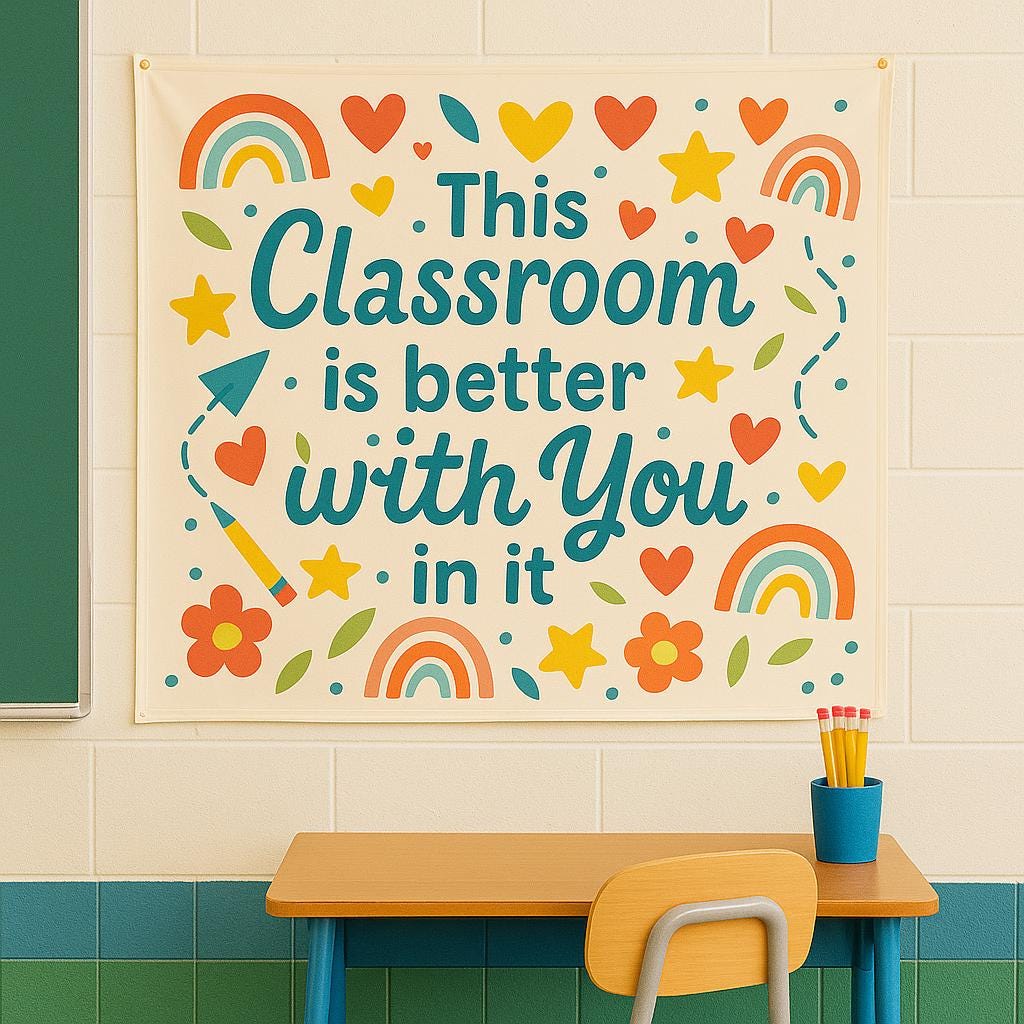 This Classroom is Better with You in It Banner | Teacher Wall Decor | Back to School | Inclusive Motivational Tapestry | Rainbow Classroom