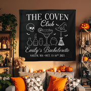 Coven Club Bachelorette Banner – Witch Themed Party Decor, Custom Halloween Bach Backdrop, Salem Bachelorette Weekend Sign, Spooky Tapestry