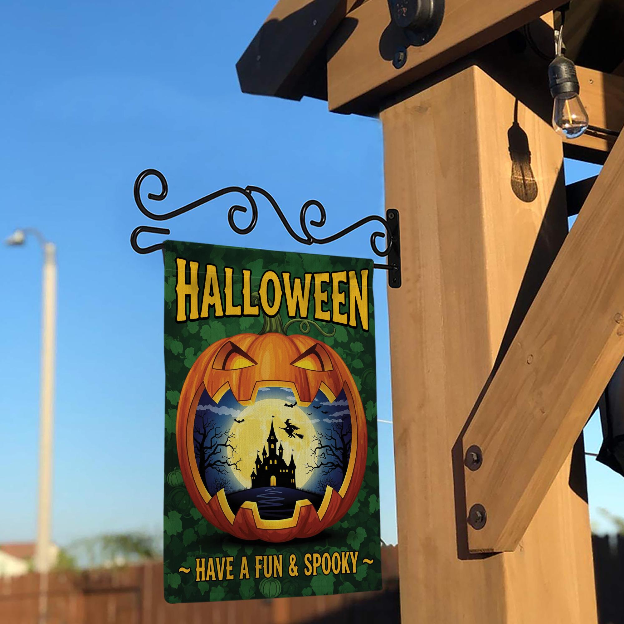 Fun Spooky Halloween Garden Flag - Jack O’Lantern Haunted Castle Yard Sign - Cute Fall Outdoor Decoration