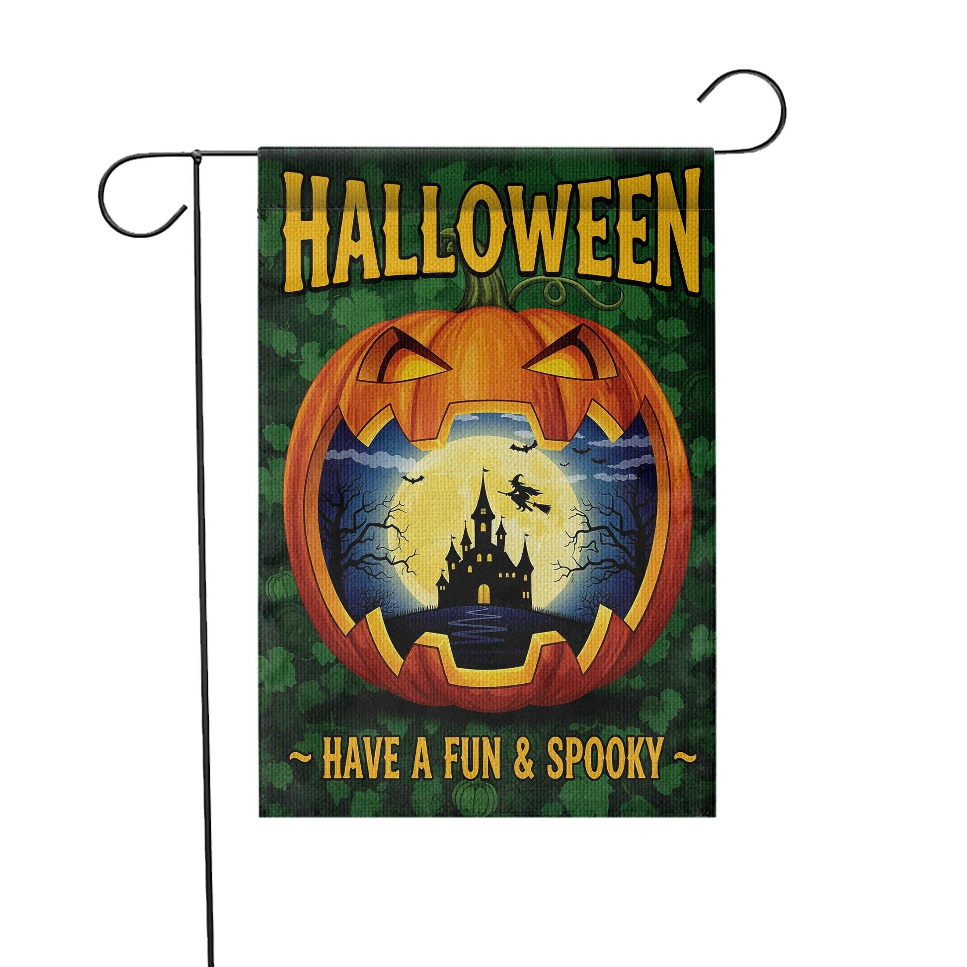 Fun Spooky Halloween Garden Flag - Jack O’Lantern Haunted Castle Yard Sign - Cute Fall Outdoor Decoration