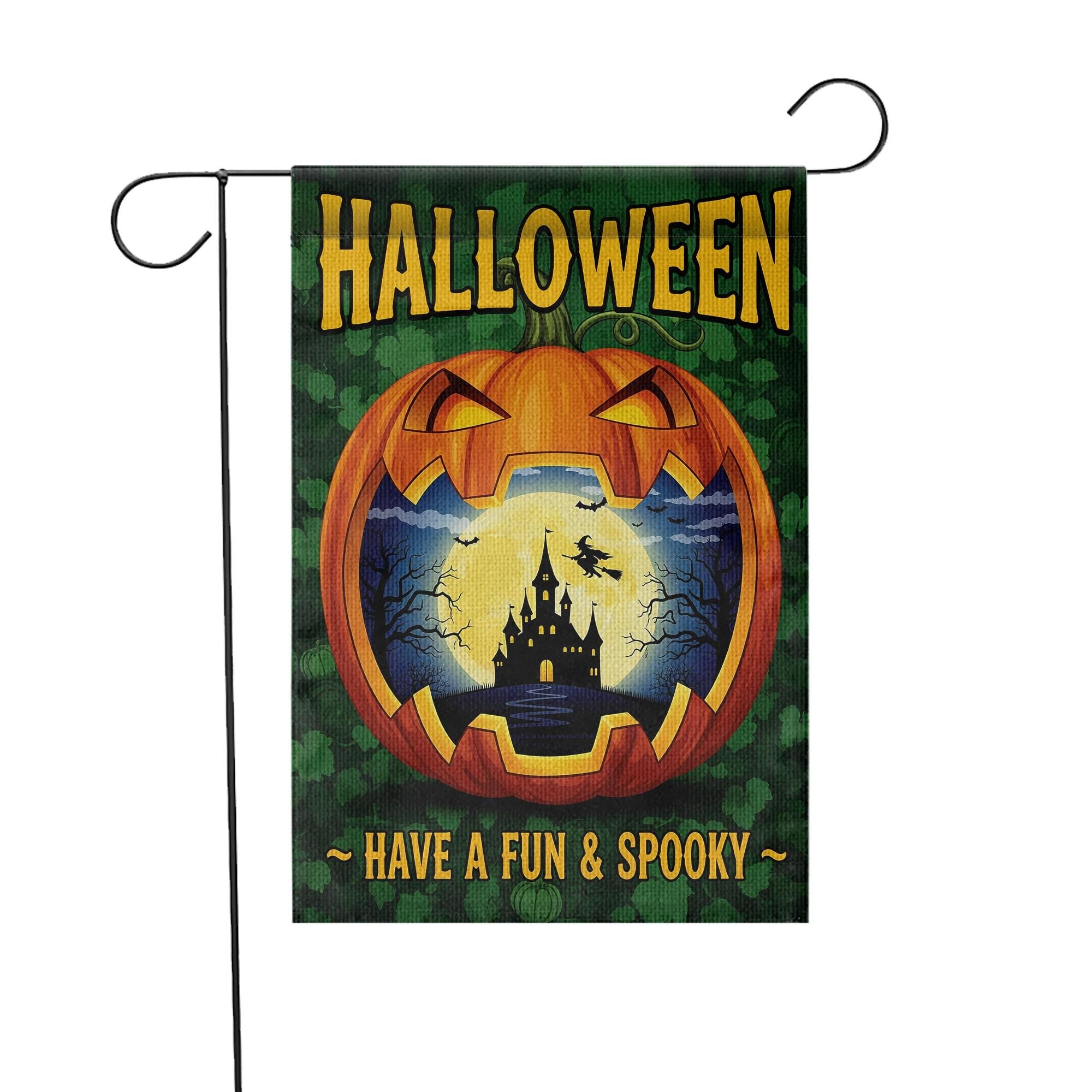 Fun Spooky Halloween Garden Flag - Jack O’Lantern Haunted Castle Yard Sign - Cute Fall Outdoor Decoration