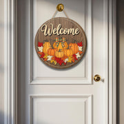 Fall Pumpkin Door Hanger, Rustic Welcome Sign, Autumn Front Door Decor, Thanksgiving Porch Sign, Farmhouse Wooden Wall Decor