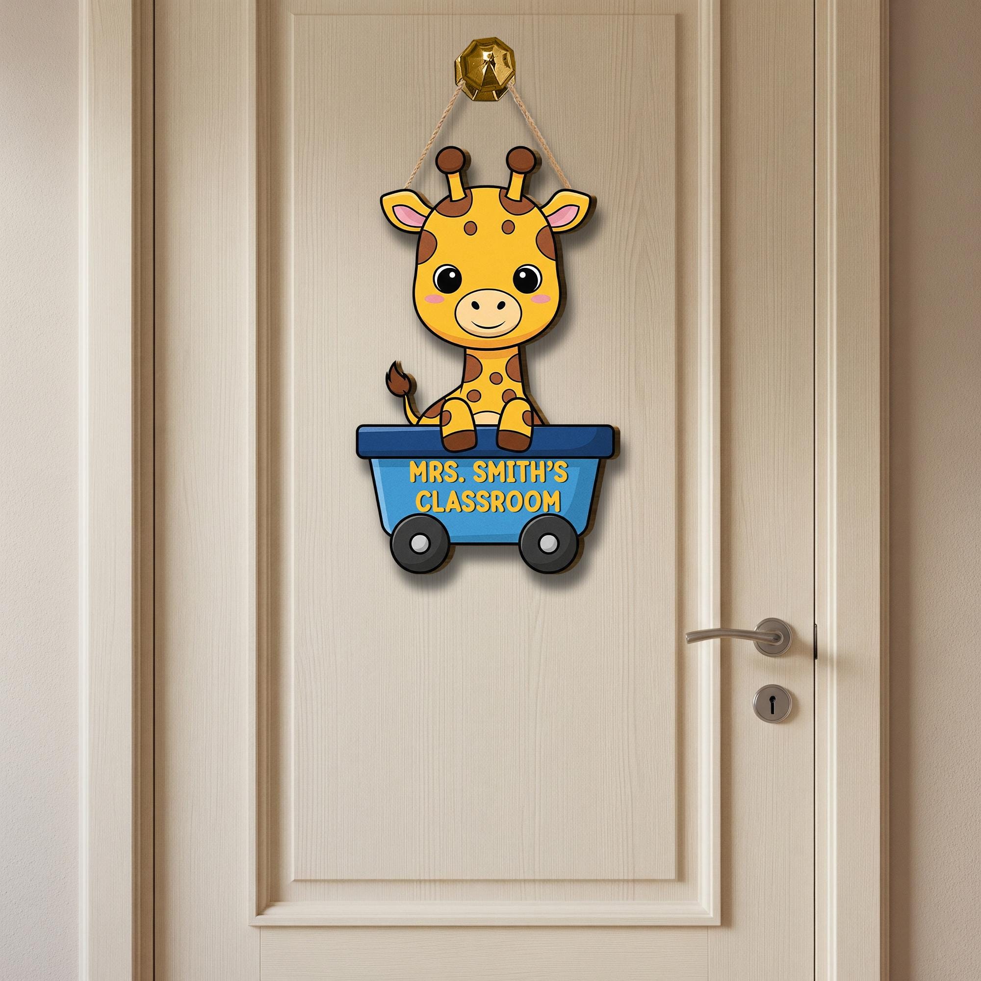 Personalized Giraffe Classroom Door Sign – Cute Custom Teacher Name Sign for Preschool, Daycare, or Kindergarten Wall Decor, Classroom Decor