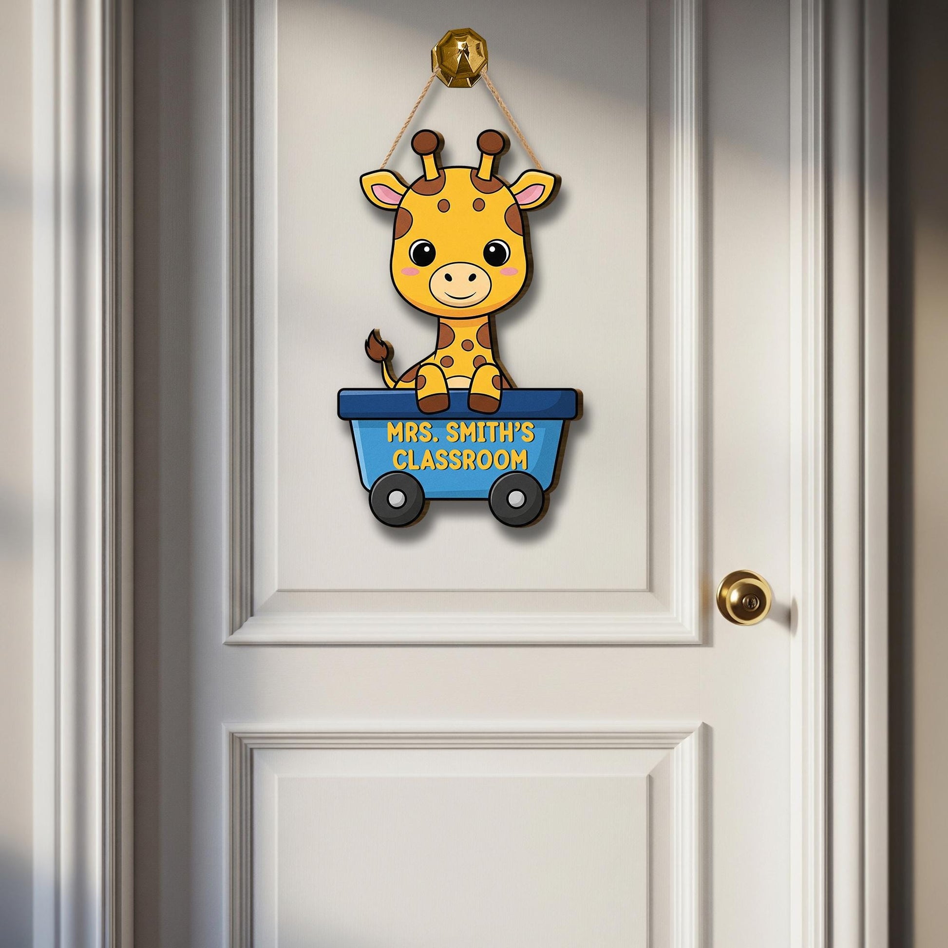Personalized Giraffe Classroom Door Sign – Cute Custom Teacher Name Sign for Preschool, Daycare, or Kindergarten Wall Decor, Classroom Decor