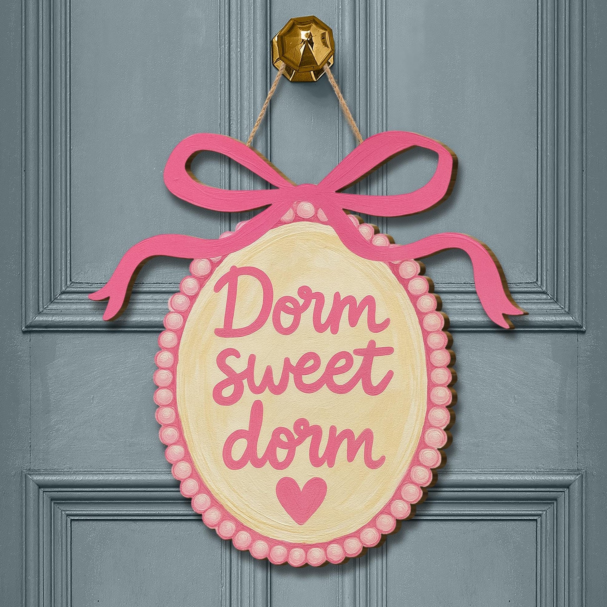 Dorm Sweet Dorm Wooden Sign, Cute Pink College Door Hanger, Girly Dorm Room Decor, Sorority Style Gift, Coquette Room Accent