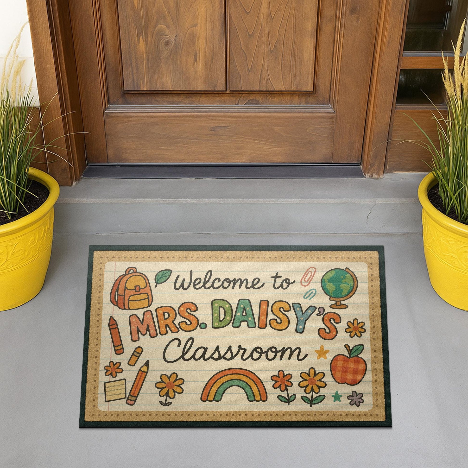 Personalized Classroom Doormat, Teacher Welcome Mat, Custom School Rug, Cute Back to School Decor, Gift for Teachers