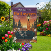 Funny Halloween Garden Flag, Skeleton Couch Yard Sign, Ghost Pumpkin Decor, Loading Halloween Banner, Fall Outdoor Decoration