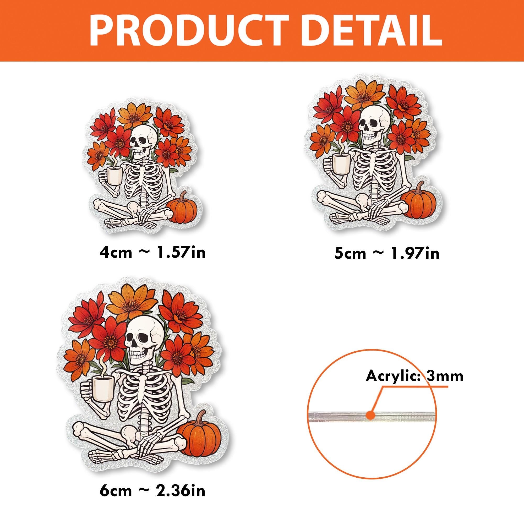 Fall Skeleton Badge Reel, Floral Pumpkin ID Holder, Halloween Nurse Badge Clip, Cute Retractable Lanyard, Autumn Office Accessory