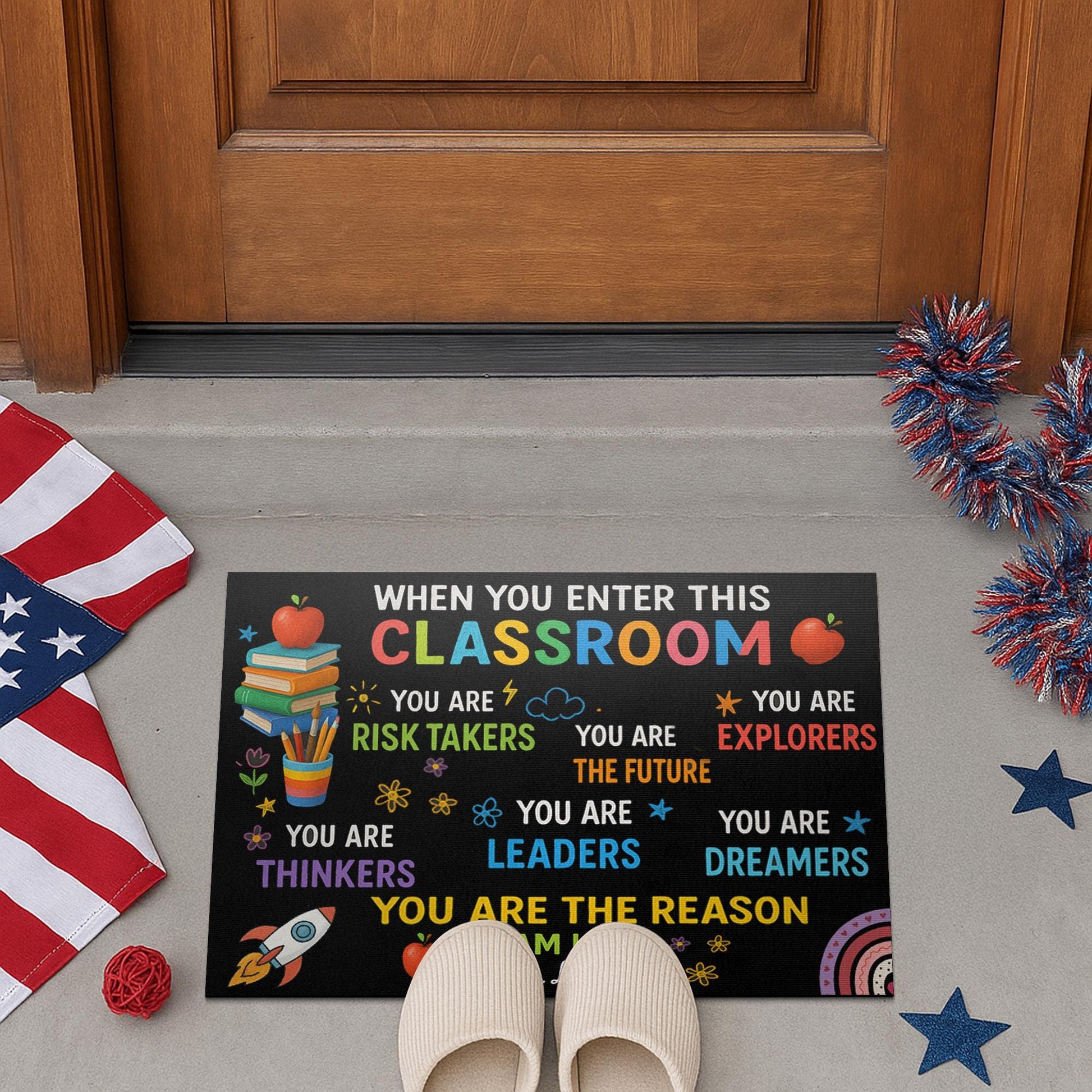 Colorful Classroom Doormat, Motivational Teacher Rug, Back to School Entry Mat, Custom Welcome Mat, Inspiring School Decor