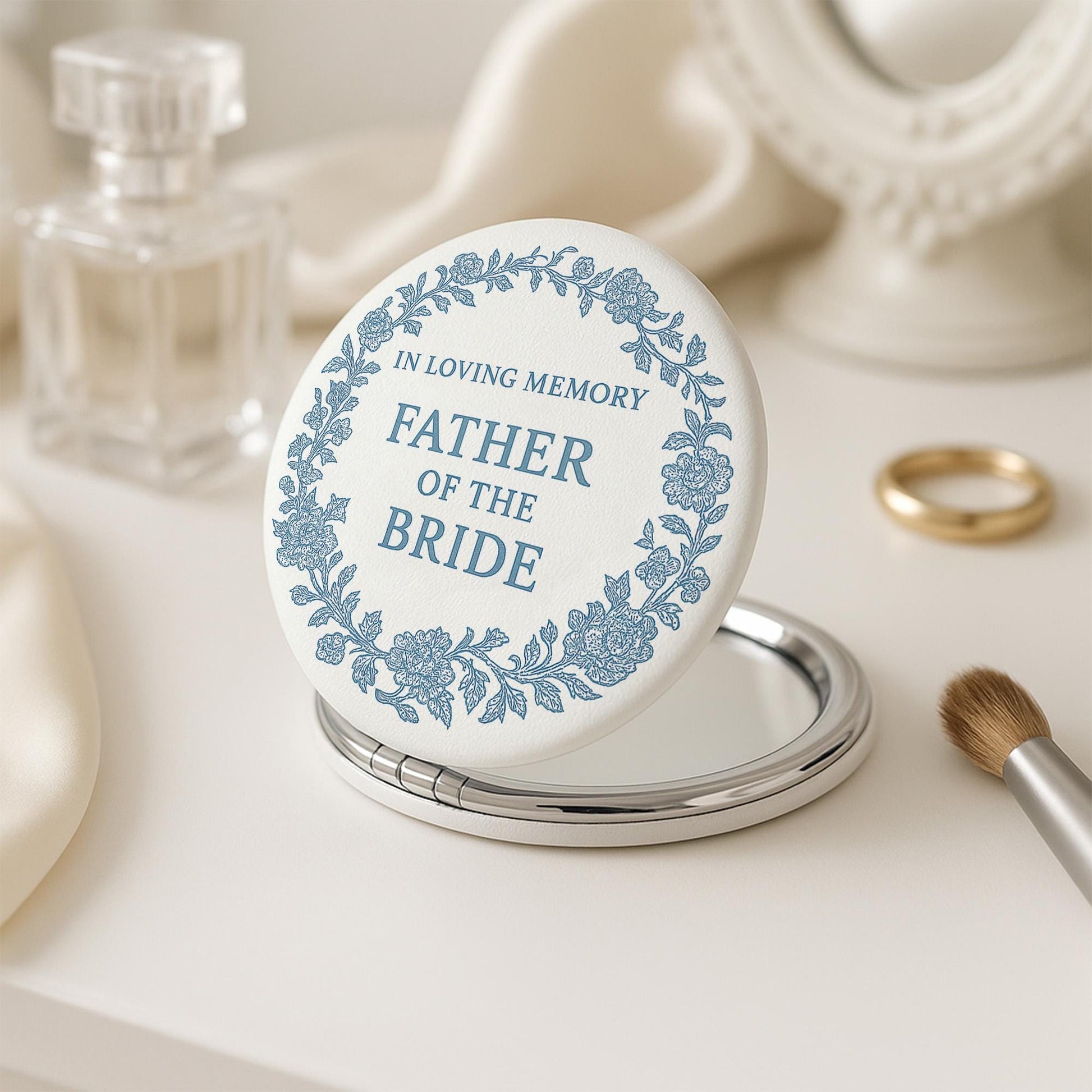 Memorial Compact Mirror for Bride – Custom Photo & Quote Gift for Memorial Keepsake – Walk Me Down the Aisle Keepsake