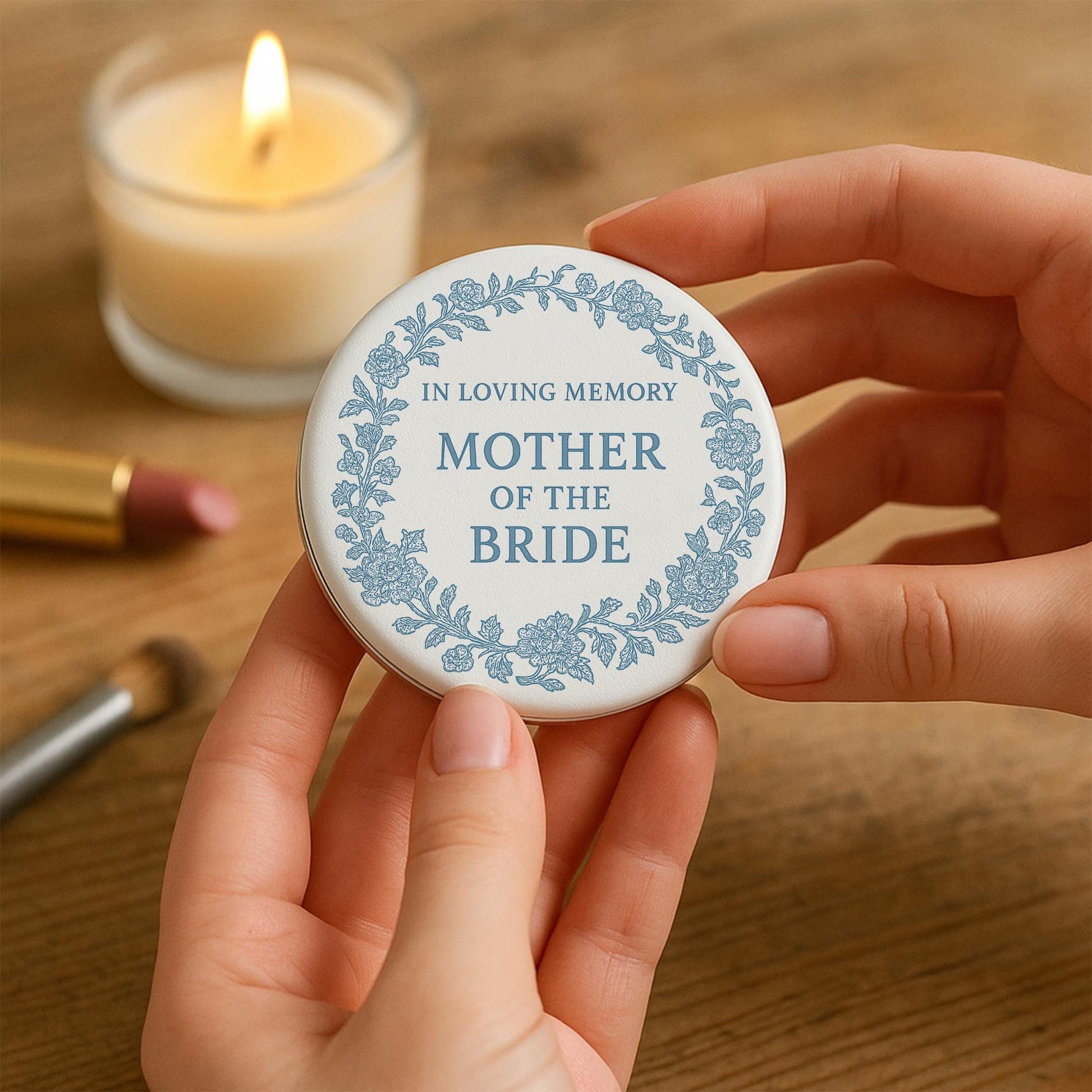Memorial Compact Mirror for Bride – Custom Photo & Quote Gift for Memorial Keepsake – Walk Me Down the Aisle Keepsake